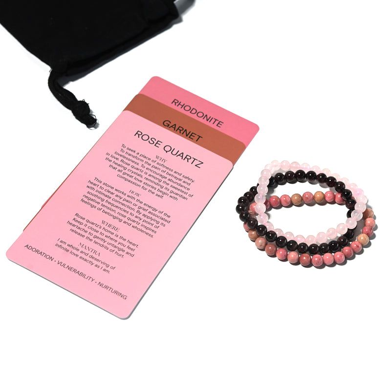 Love Bracelet Trio Set - Romantic Couple Matching Bracelets for Women & Men - Sterling Silver Heart Charm Friendship Bracelets - Perfect for Anniversaries, Valentine's Day & Gifts