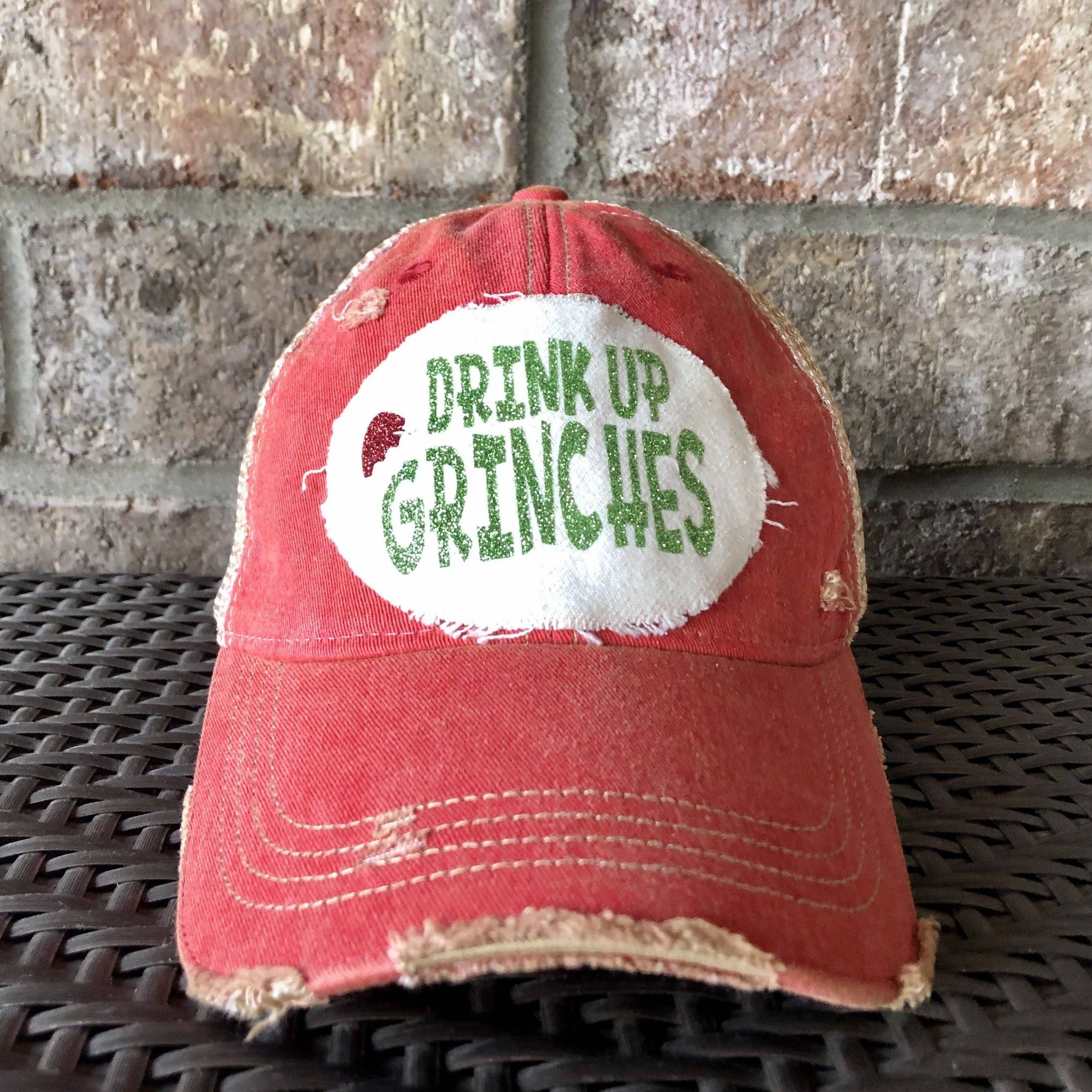 Drink Up Grinch Hat in Brick Red - Festive Christmas Party Cup for Holiday Celebrations & Themed Events