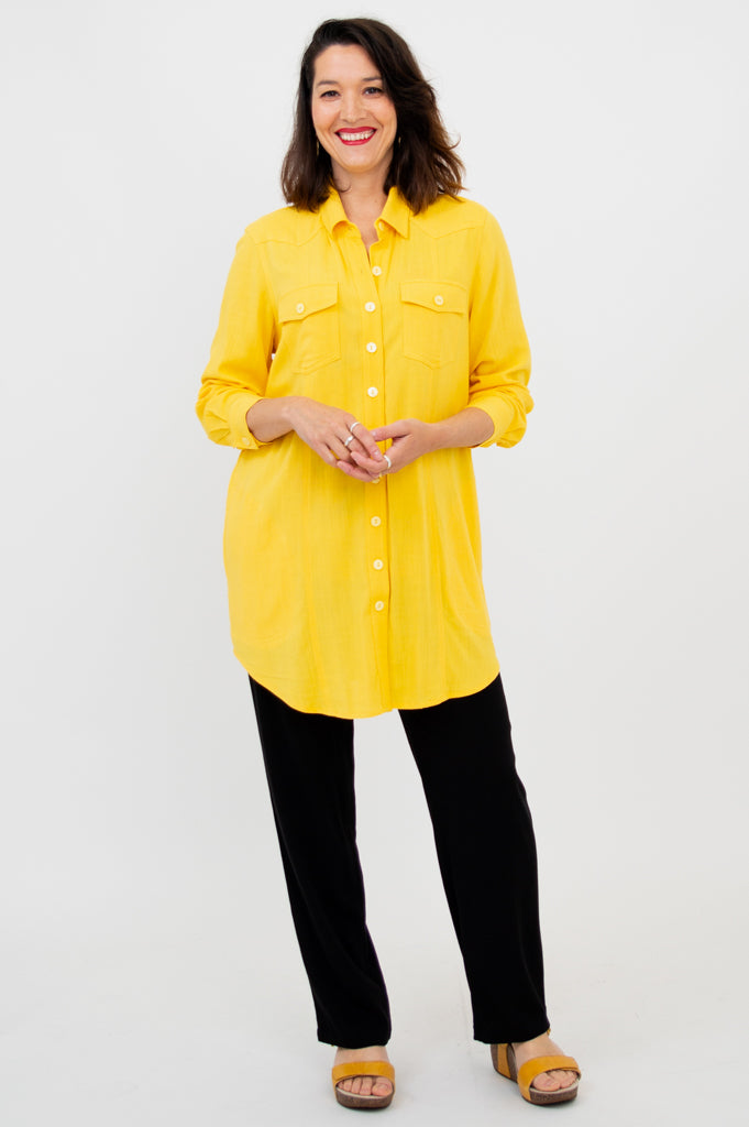 Jules Blouse - Stylish Wallflower Print Linen Bamboo Blend Women's Top for Casual Wear & Summer Outfits