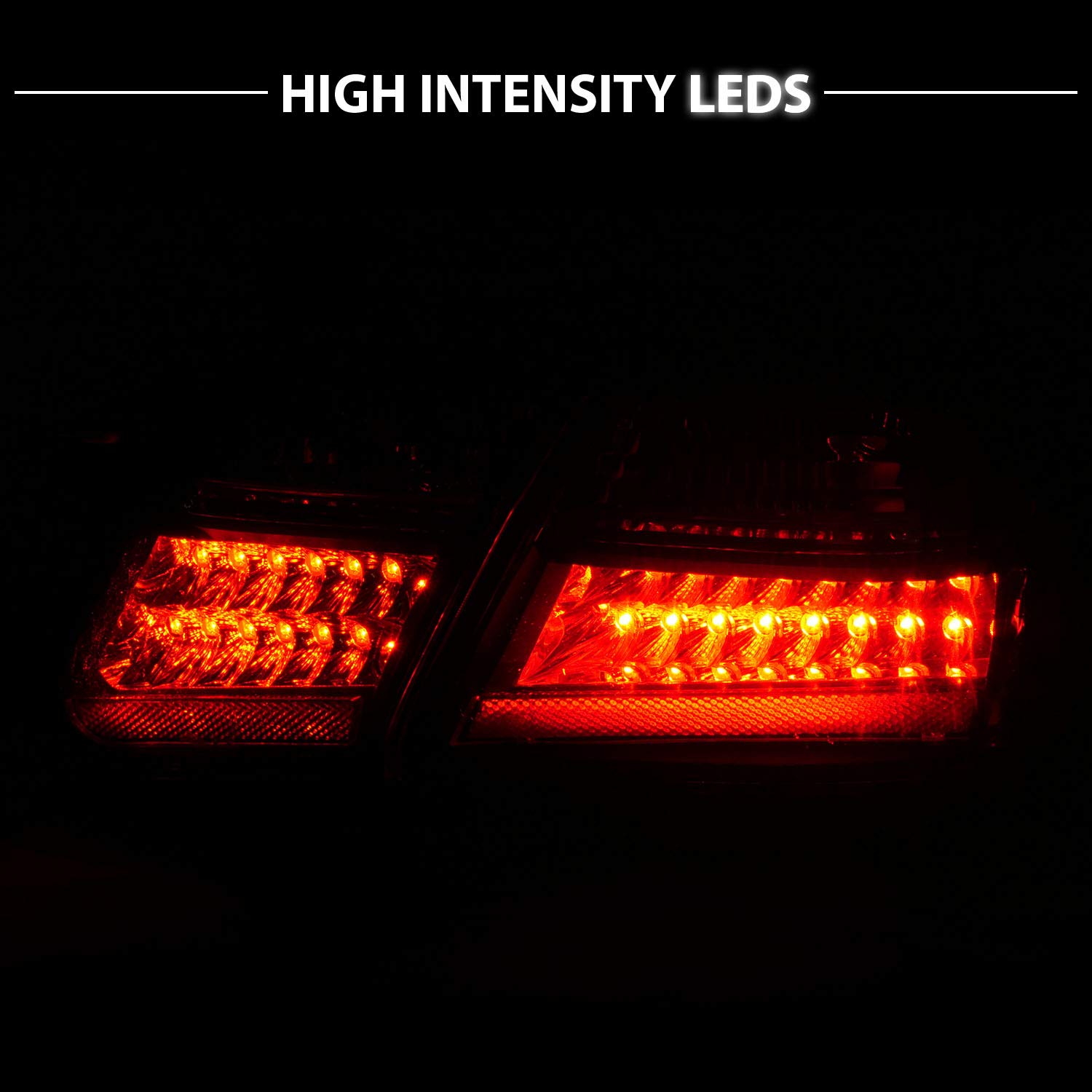 2007-2009 Toyota Camry LED Black Replacement Tail Lights Set (4pcs) - Passenger & Driver Side - Enhanced Visibility & Style for Night Driving & Custom Car Upgrades