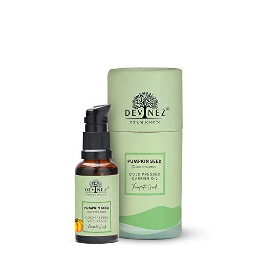 Devinez 100% Pure Cold-Pressed Pumpkin Seed Oil (15ml) with Lotion Pump - Therapeutic Grade Carrier Oil for Hair Growth & Skin Care | Natural Moisturizer for Face, Scalp & Body | Vegan, Chemical-Free Beauty Solution