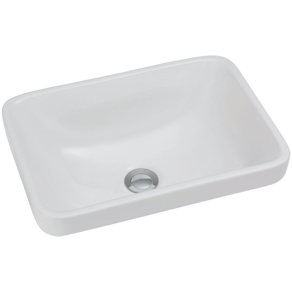 Fienza Sarah RB4071 White Semi Inset Bathroom Sink - Modern Ceramic Basin for Vanity, Powder Room & Guest Bath Installation