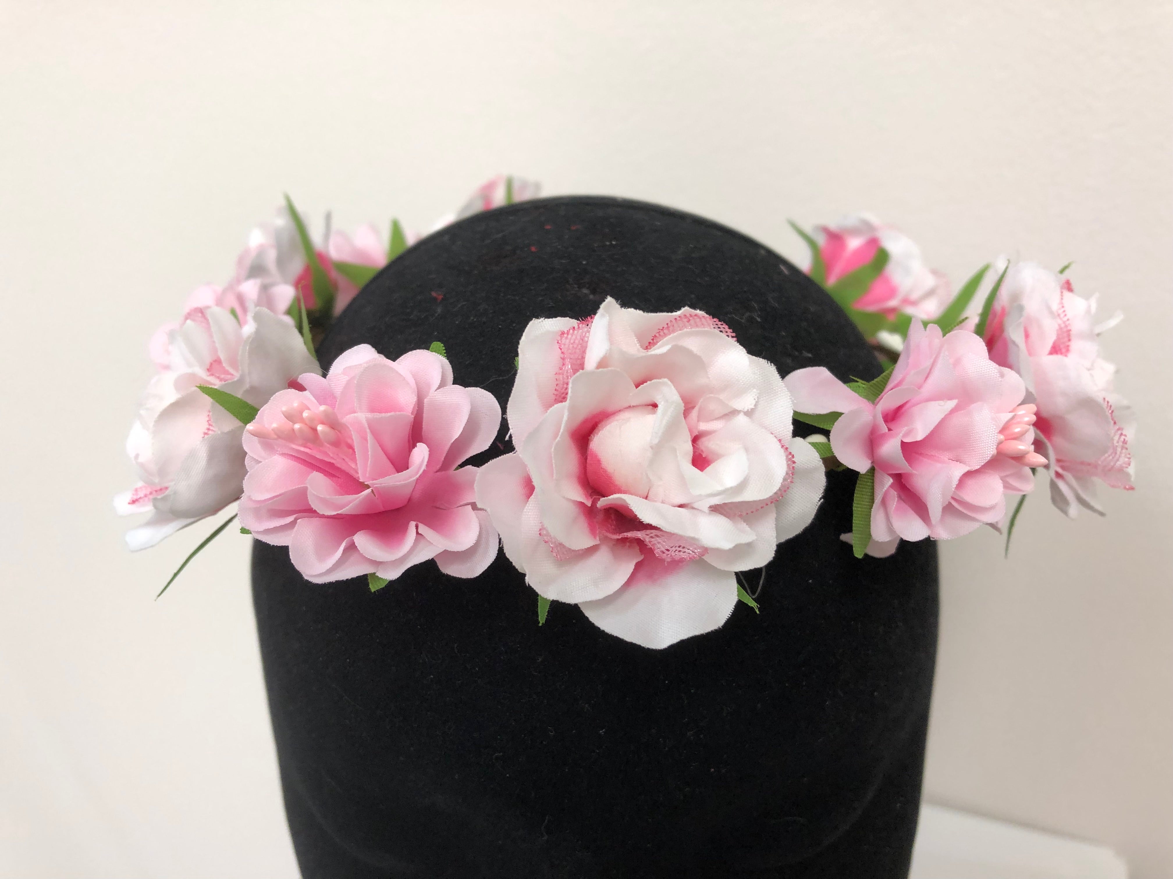 Pink and White Floral Wreath with Green Leaves - Elegant Home Decor for Doors, Walls, and Special Occasions
