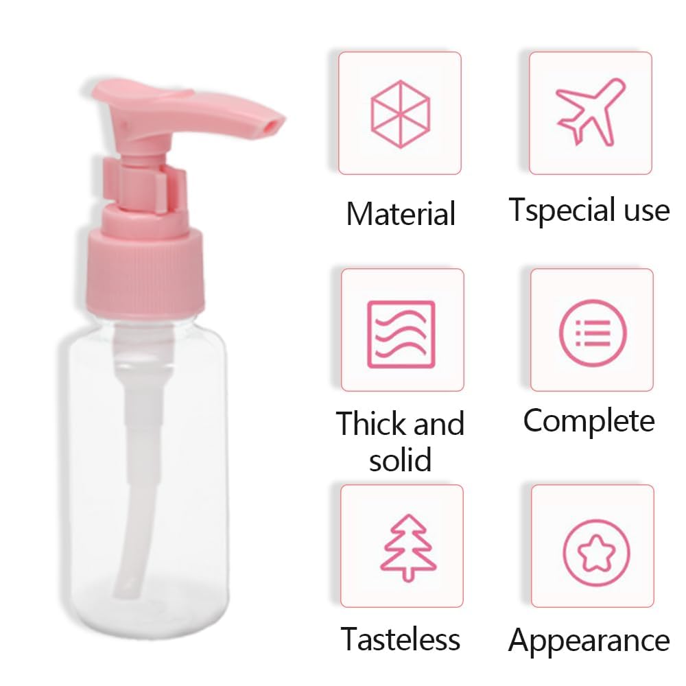 Clear Travel Bottle Set with Waterproof Zip-lock Pouch - 7pc Leakproof Cosmetic Containers for Lotion, Shampoo, Cream & Soap (Pink) | Perfect for Air Travel, Gym, Camping & Vacation Essentials