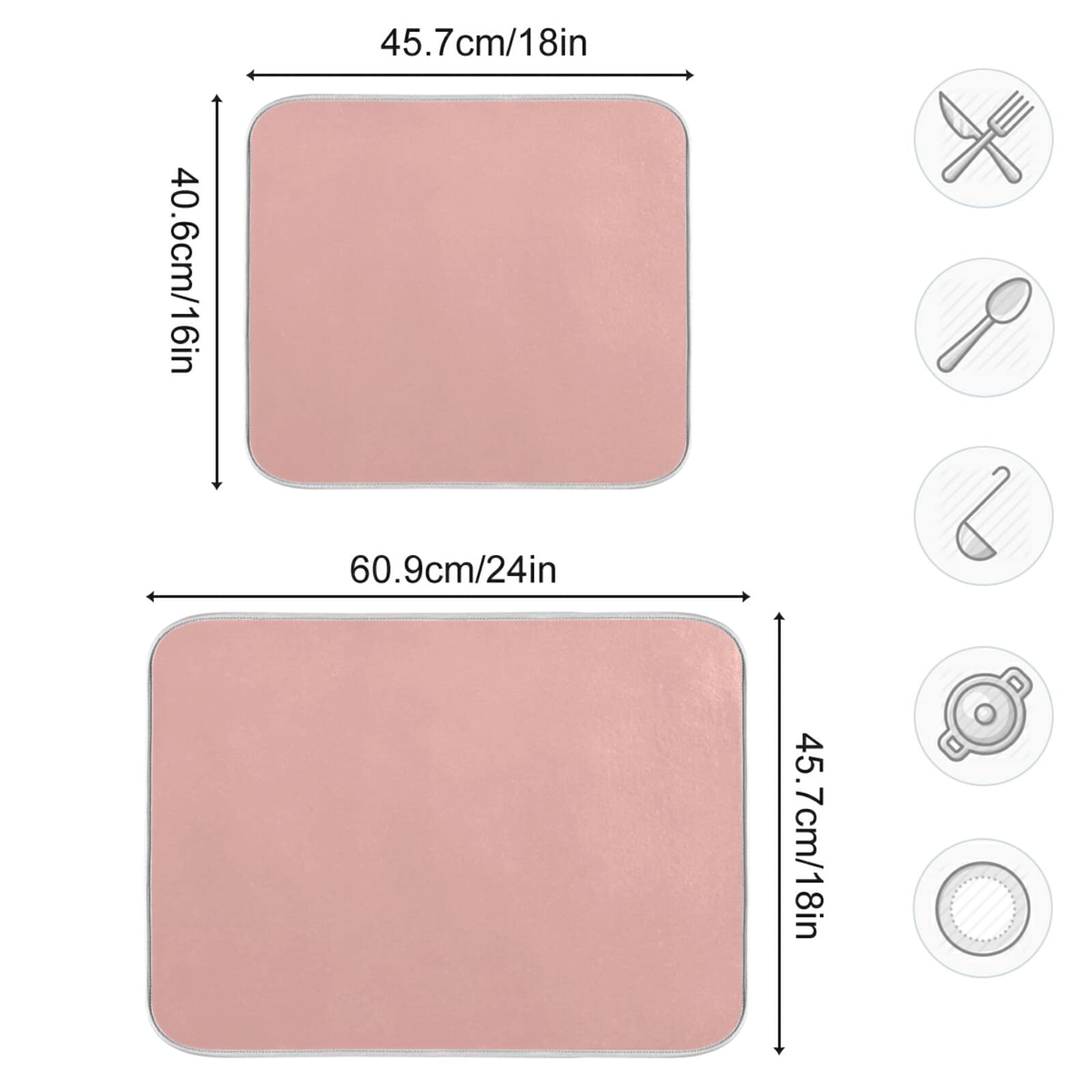 Rose Gold XL Dish Drying Mat - 18x24 Inch Heat-Resistant Microfiber Kitchen Counter Accessory | Perfect for Drying Dishes, Protecting Countertops & Stylish Kitchen Decor