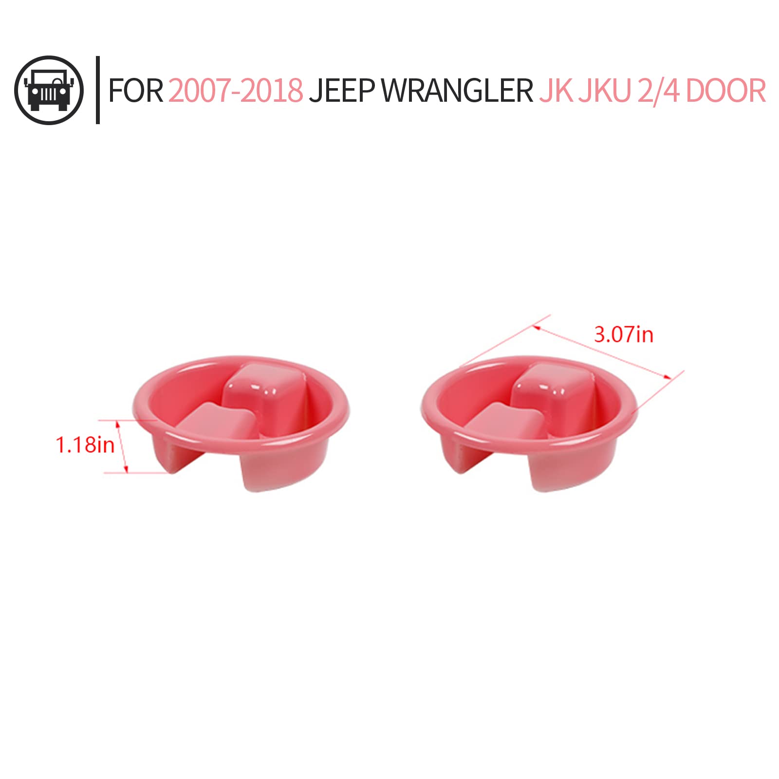 Jeep Wrangler JK JKU 2007-2018 Roof Top Mounting Knob Screw Cover - Pink Interior Accessory for 2/4 Door Models | Durable Decorative Protection for Off-Road Adventures & Daily Driving