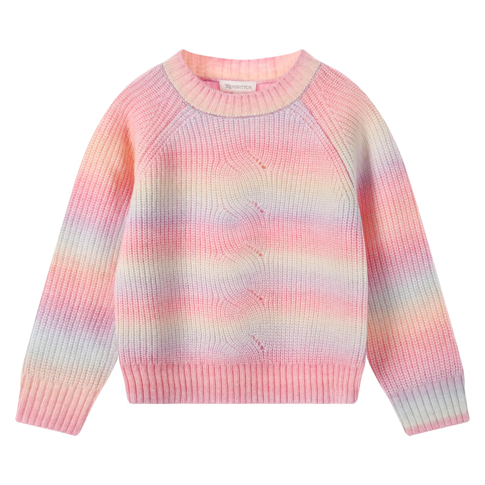 Girls Striped Gradient Cable Knit Sweater - Chunky Long Sleeve Pullover Jumper for Fall & Winter | Cozy School Outfits & Holiday Fashion