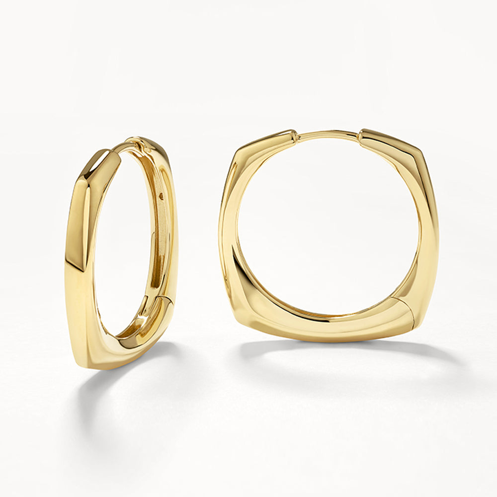 Gold Maxi Square Edge Hoops - Elegant Chunky Statement Earrings for Women | Perfect for Parties, Weddings & Everyday Wear