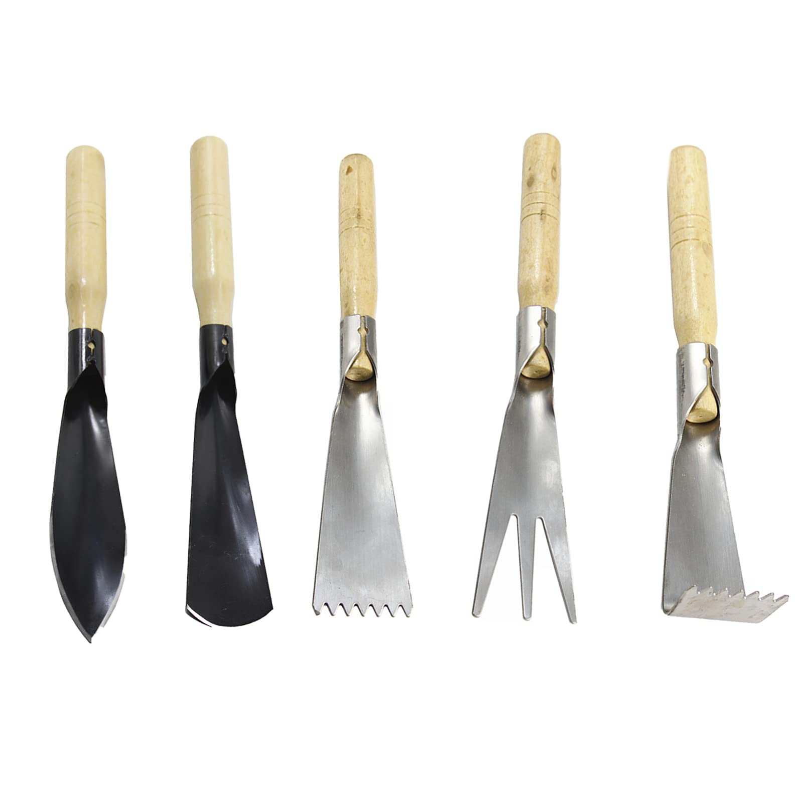 Stainless Steel Gardening Shovel Set - 5 Piece Wild Vegetable Rake, Transplanting & Digging Tool for Weeding, Planting - Ideal for Home Garden, Farm & Outdoor Use