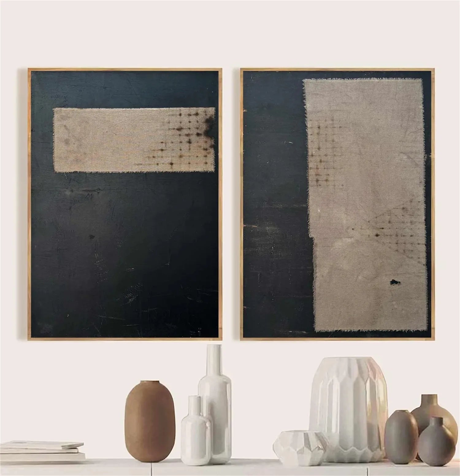 Abstract Tranquility Set of 2 Wall Art Paintings - Modern Minimalist Canvas Prints for Living Room, Bedroom & Office Decor #WS167