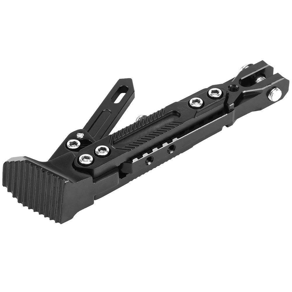 Universal Adjustable Motorcycle Kickstand - CNC Aluminum Scooter Side Stand Tripod Holder - Black - Perfect for Cruisers, Dirt Bikes & Street Motorcycles