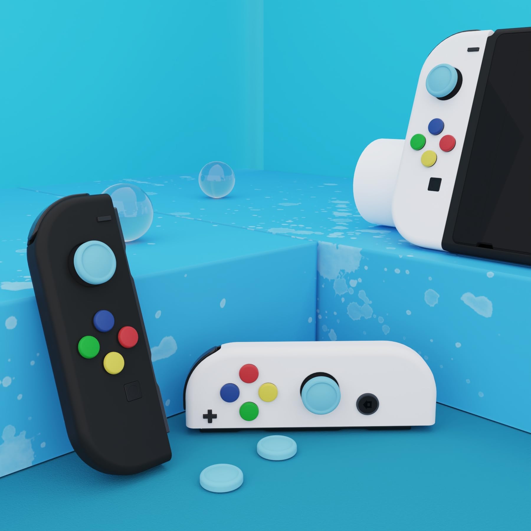eXtremeRate PlayVital Switch Joystick Caps - Silicone Thumbstick Covers for Nintendo Switch OLED/Switch Lite (Heaven Blue) | Enhanced Grip & Comfort for Gaming | Perfect for Switch Joy-Con Analog Stick Protection