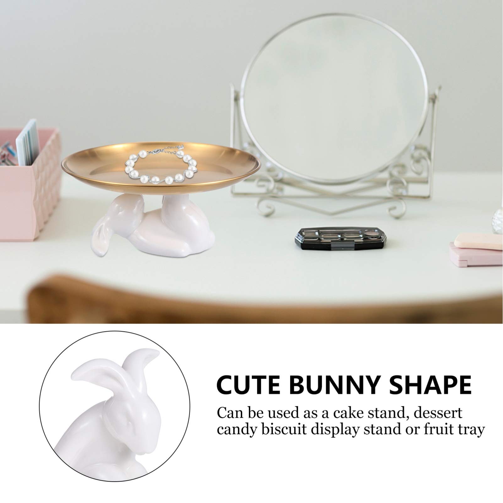 Cabilock 8 Inch Ceramic Cupcake Stand - Multi-Purpose Dessert Plates for Snacks, Cookies, Bunny Candy Dish, Soap & Candle Holder - Perfect for Easter Centerpiece & Party Decorations (25X20cm) | Ideal for Holiday Gatherings, Birthday Parties & Home Decor