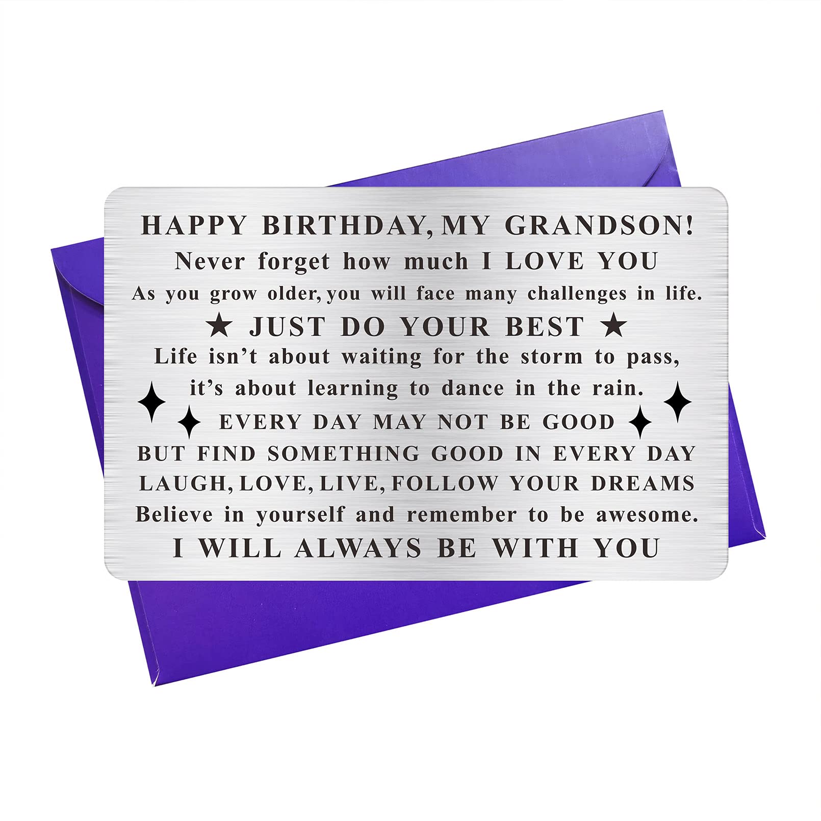 Personalized Engraved Wallet Card - Unique Grandson Birthday Gift for Special Occasions | Perfect for Birthdays, Graduations & Keepsakes