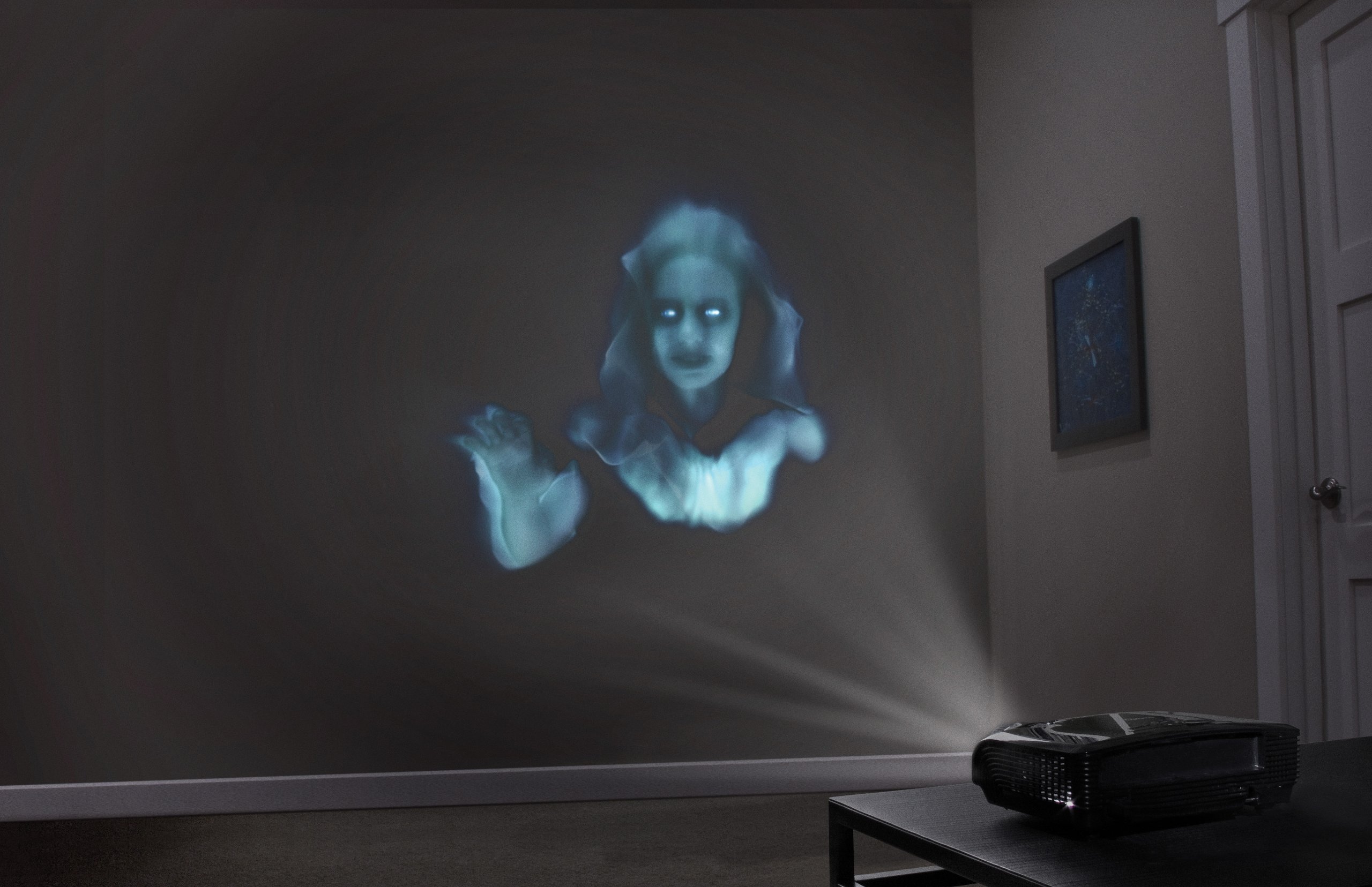 AtmosFear FX Ghostly Apparitions & Bone Chillers DVD with Reaper Brothers HD Rear Projection Screen - Halloween Window Projection Kit for Spooky Home Decor & Virtual Haunted House Effects