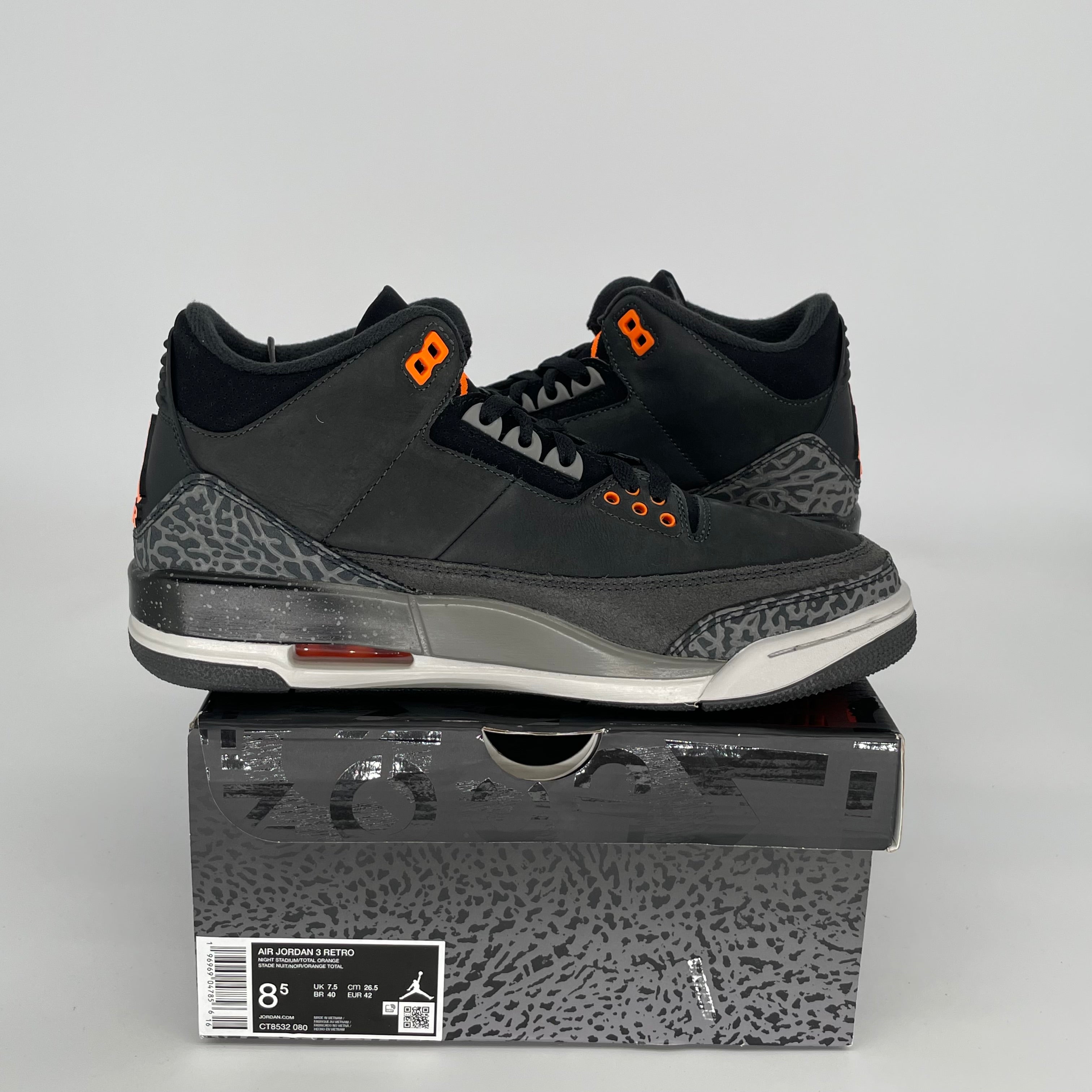 AIR JORDAN 3 FEAR PACK Sneakers - Men's Size 8.5 (CT8532-080) - Retro Basketball Shoes for Streetwear & Casual Style