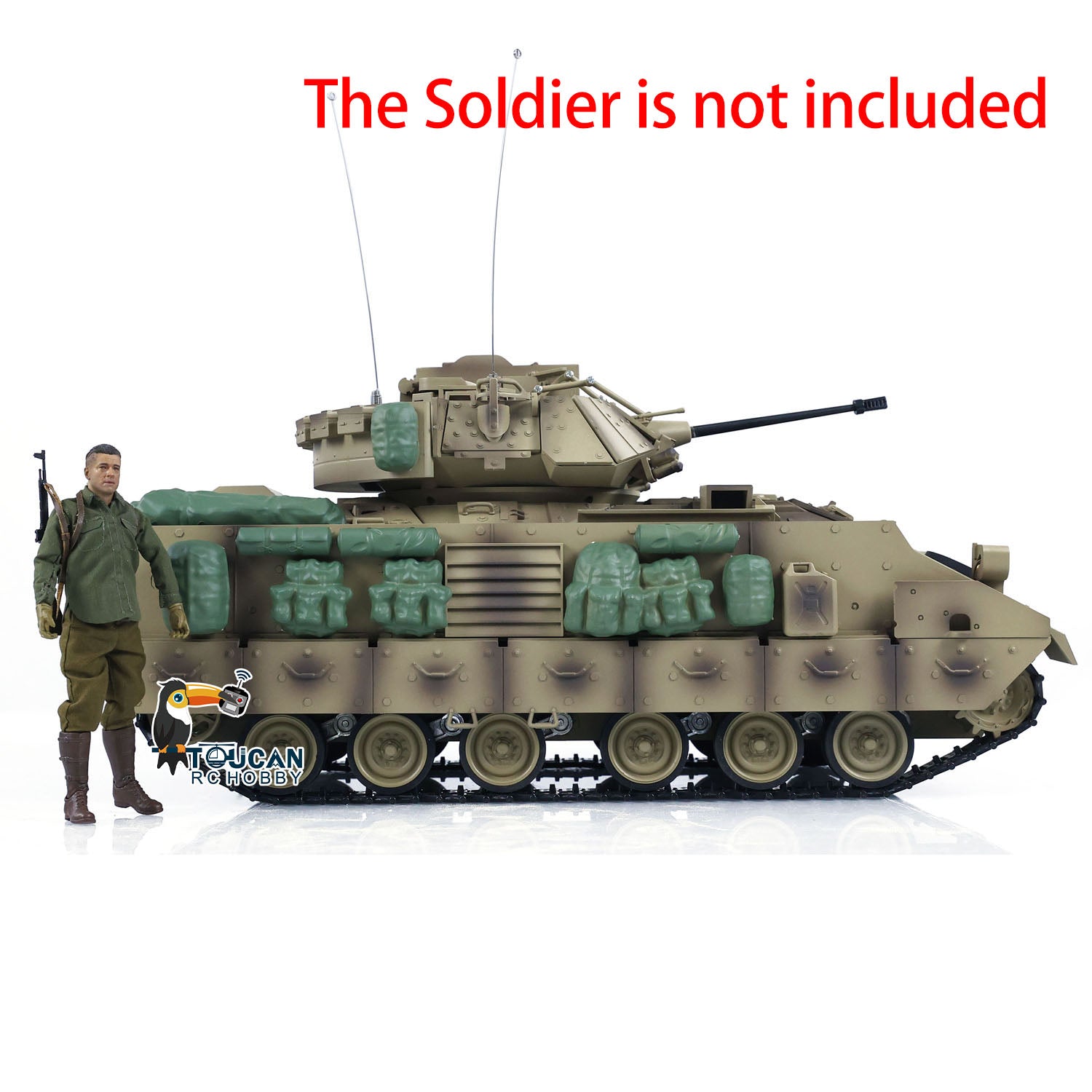 1/16 Scale Tongde RC Tank - Remote Control Panzer M2A2 Bradley Electric Infantry Fighting Vehicle DIY Simulation Model with Barrel Recoil (No BB Unit) - Perfect for Military Enthusiasts & Collectors, Indoor/Outdoor Play, and Display Showcase