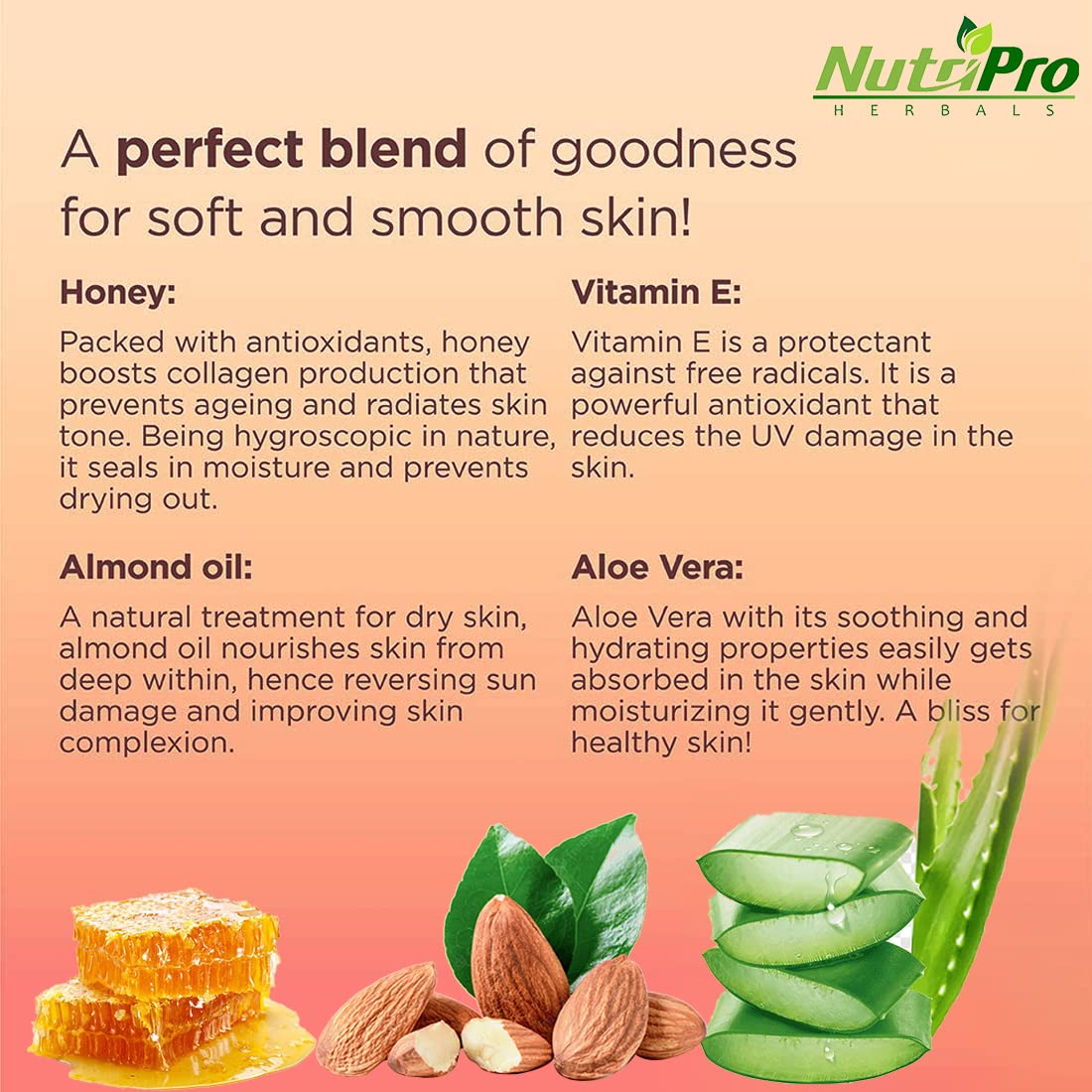 NutriPro Honey & Almond Face & Body Moisturizer with Wheat Germ Oil - Non-Sticky Hydrating Lotion for Women & Men | Paraben & Silicone Free | Deep Nourishing for Dry Skin | Perfect for Daily Use, After Shower & Night Care (120ml)