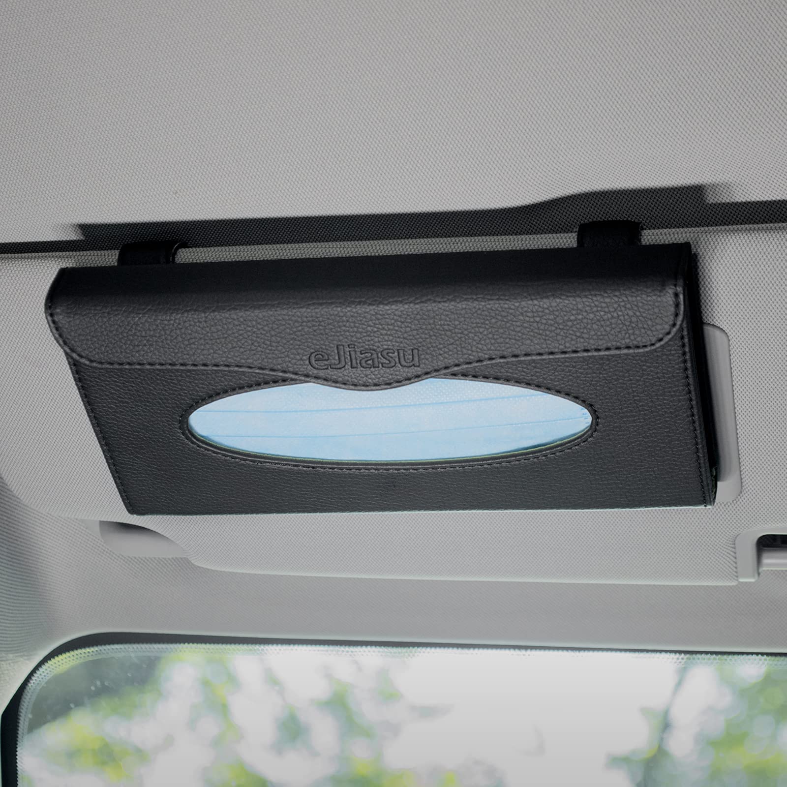 Premium PU Leather Car Visor Tissue Holder - Black Napkin & Tissue Dispenser for Vehicle Backseat | Perfect for Road Trips, Commuting & Family Travel