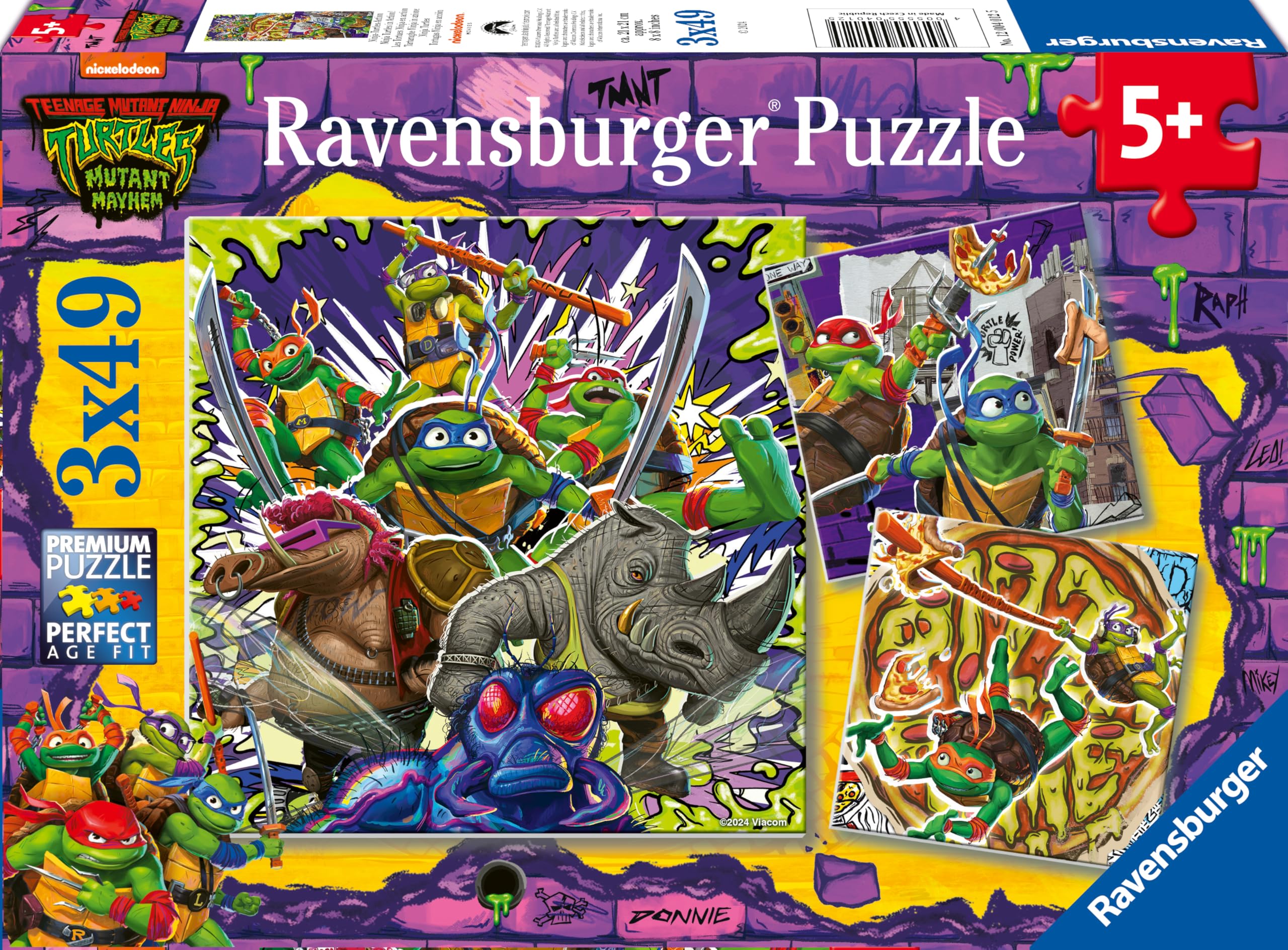 Ravensburger Teenage Mutant Ninja Turtles Puzzle Set - 3x49 Piece Jigsaw Puzzles for Kids Ages 5+, Fun Educational Toys & Gifts for Boys & Girls (21x21cm) - Perfect for Birthday Parties, Family Game Nights & Preschool Learning Activities