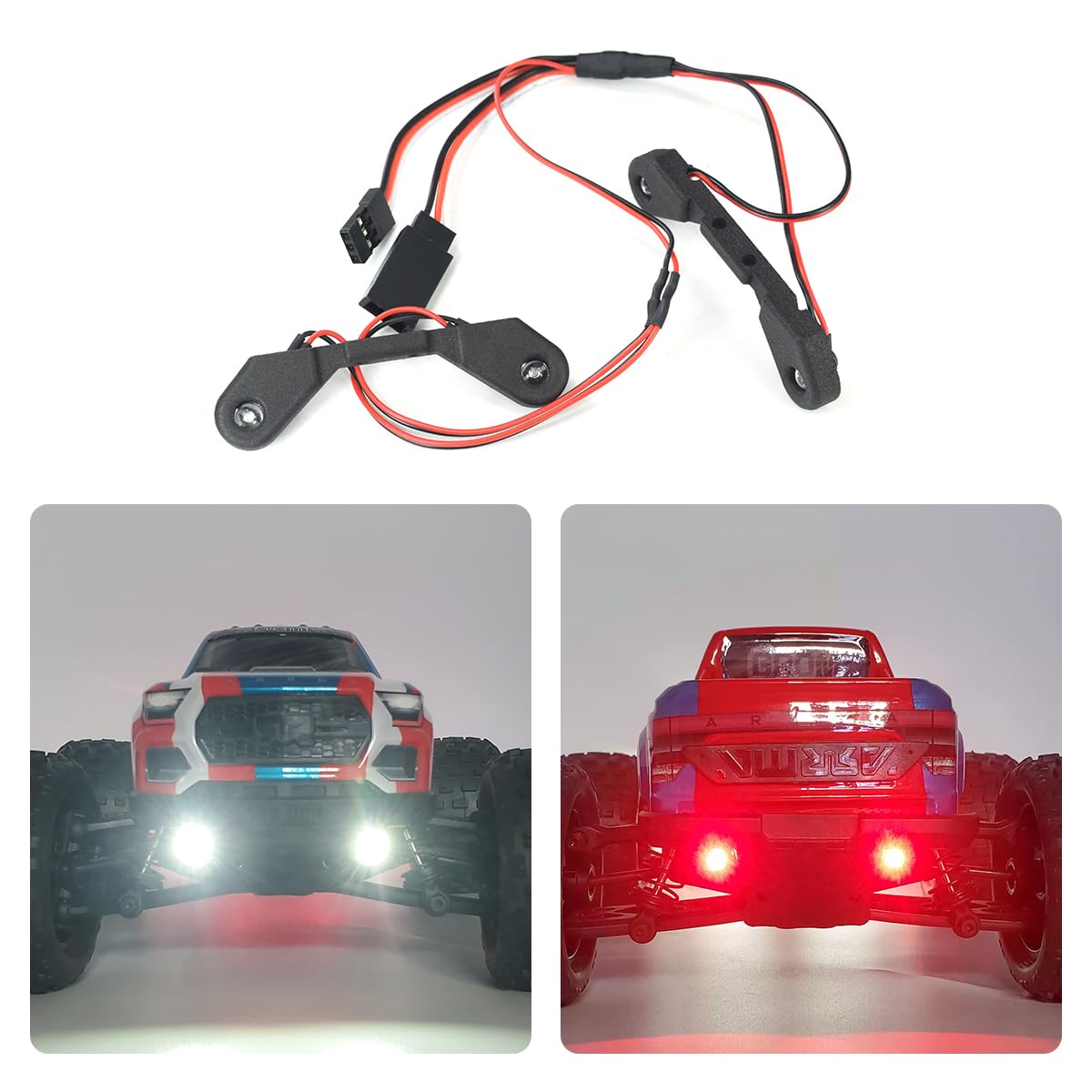 1/18 Granite Grom LED Light Kit - Red & White Front & Rear RC Lights for Arrma 1/18 Granite Grom Crawler Car Upgrade - Perfect for Night Driving and Off-Road Adventures