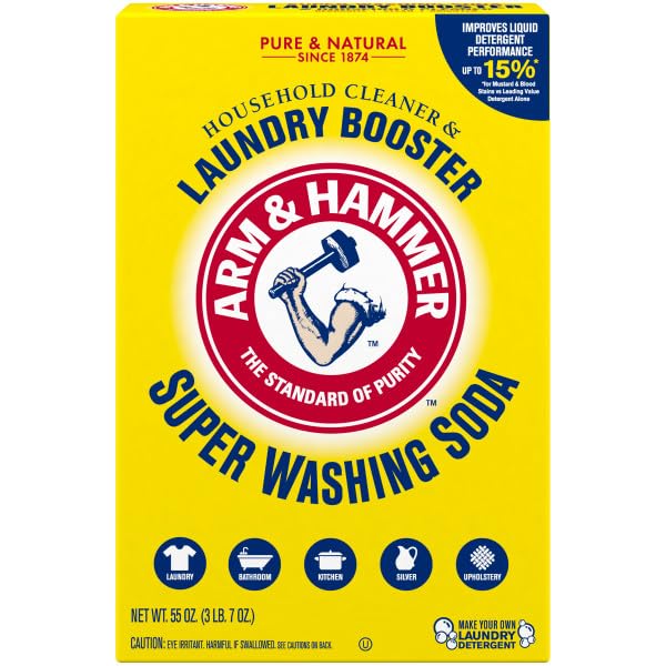 Arm & Hammer Super Washing Soda 55 Ounce (Pack of 2) - Laundry Booster & Household Cleaner | Removes Stains & Odors | Perfect for Laundry, Dishwashing & All-Purpose Cleaning