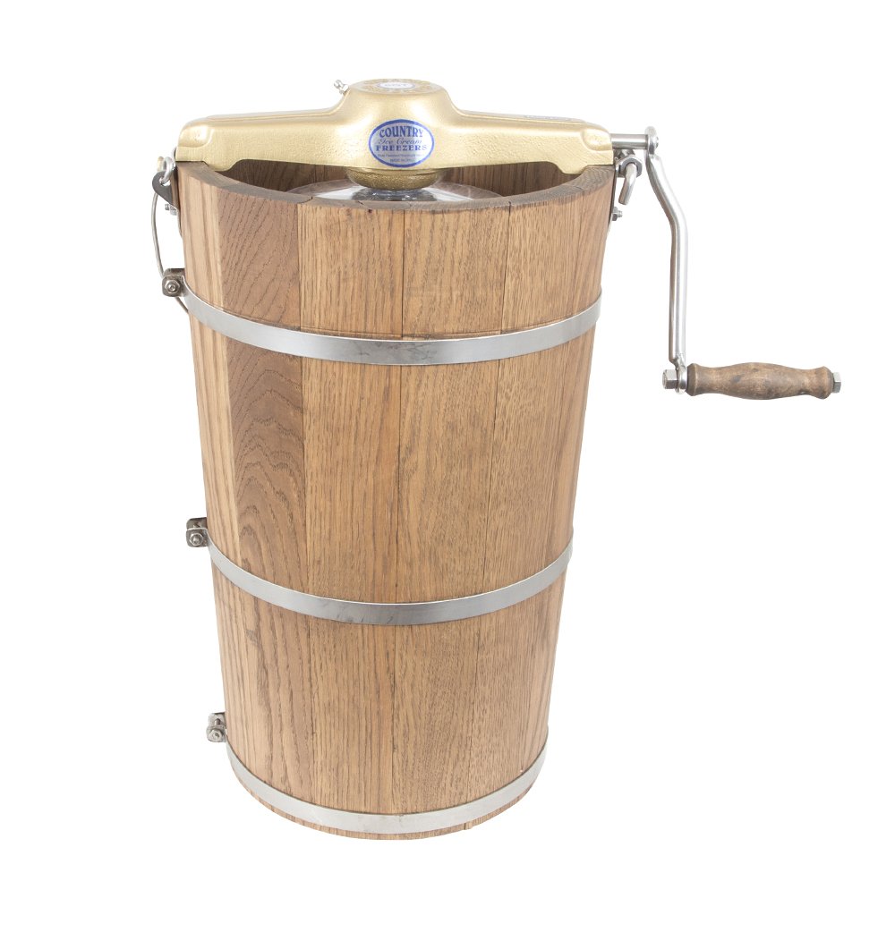 8 Quart Country Ice Cream Maker with Classic Wooden Tub & Hand Crank - Perfect for Homemade Ice Cream, Outdoor Parties & Vintage Kitchen Decor