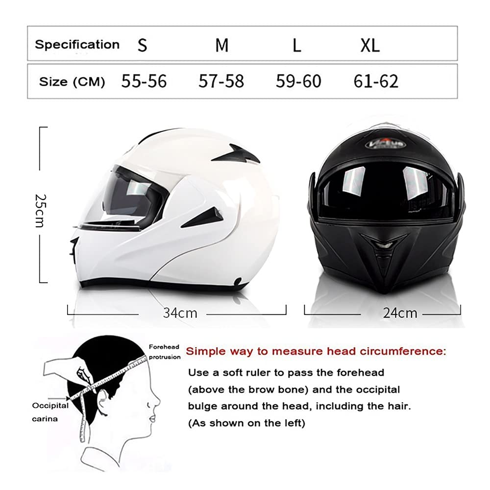 Bluetooth Motorcycle Helmet Full Face Modular Flip-Up DOT Certified for Adults (55-62cm) - HD Dual Lens Visor, Touch Gloves Included - Ideal for Commuting, Touring & Long-Distance Riding