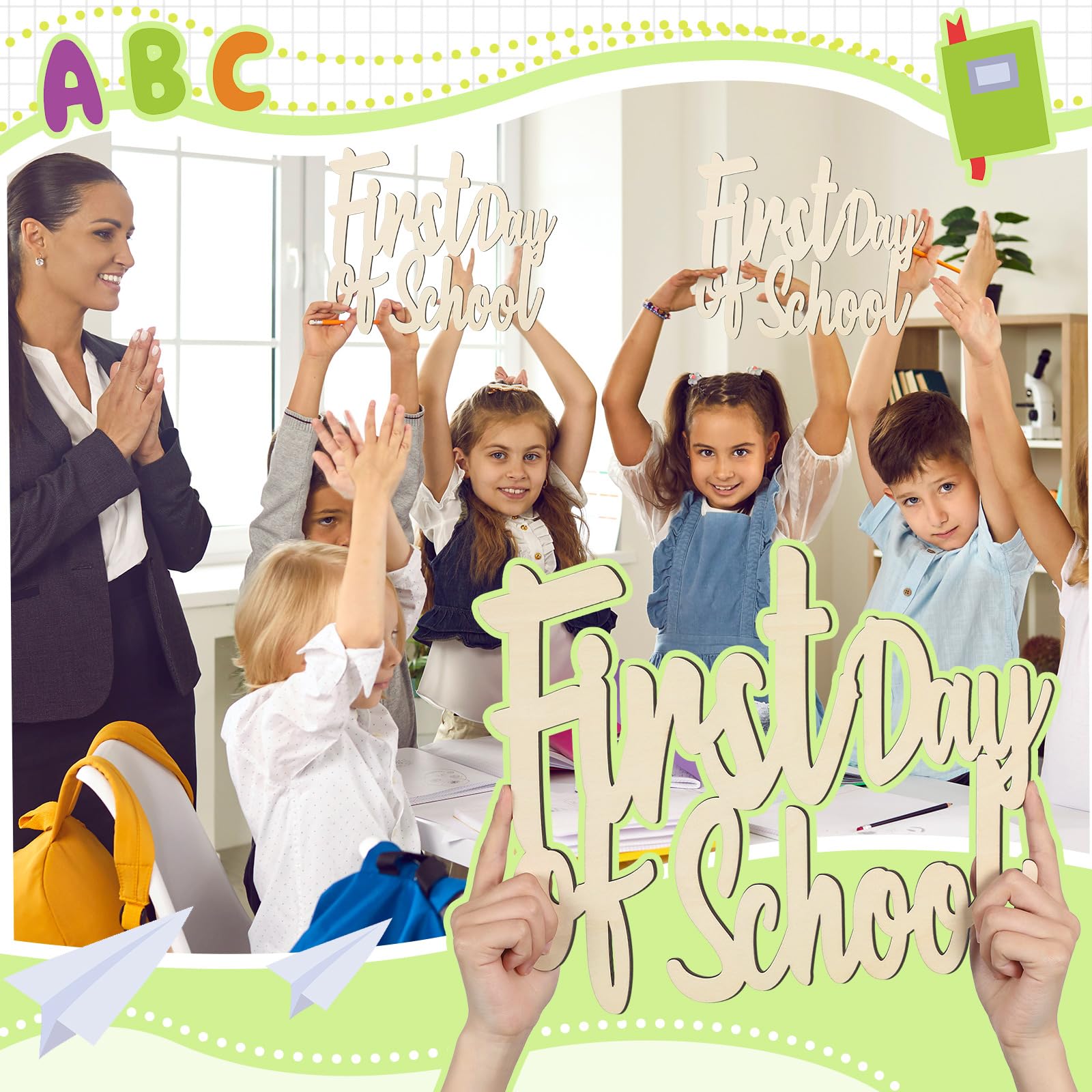 2 Pack First and Last Day of School Sign - Wooden Reusable Photo Booth Props for Back to School, Preschool, Kindergarten Classroom Decor - Perfect for School Memories, Graduation Parties & Yearbook Photos