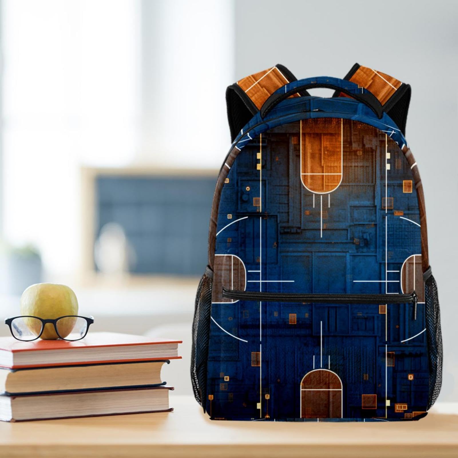VTGHDEEQ Travel Backpack - Waterproof Laptop Backpack for Work, School & Gym - Durable Art Basketball Court Design - Perfect for Commuting, College & Outdoor Adventures