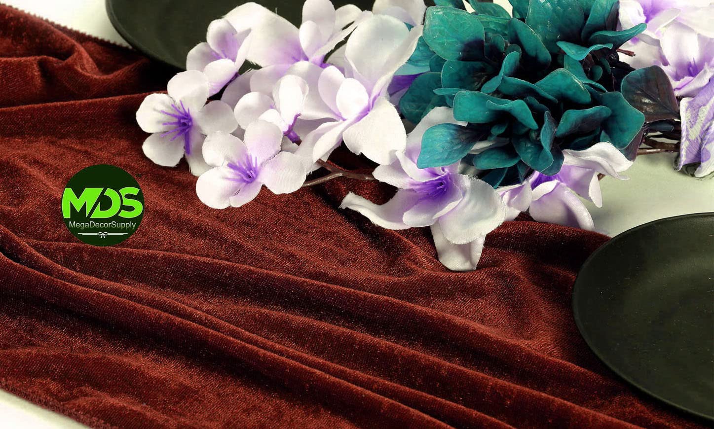 12 Pack Velvet Table Runner 10ft Long (29x120 Inches) - Elegant Wedding Table Decor for Ceremony, Reception, Birthday Party, Bridal Shower & Rustic Arch Decoration - Romantic Rustic Style