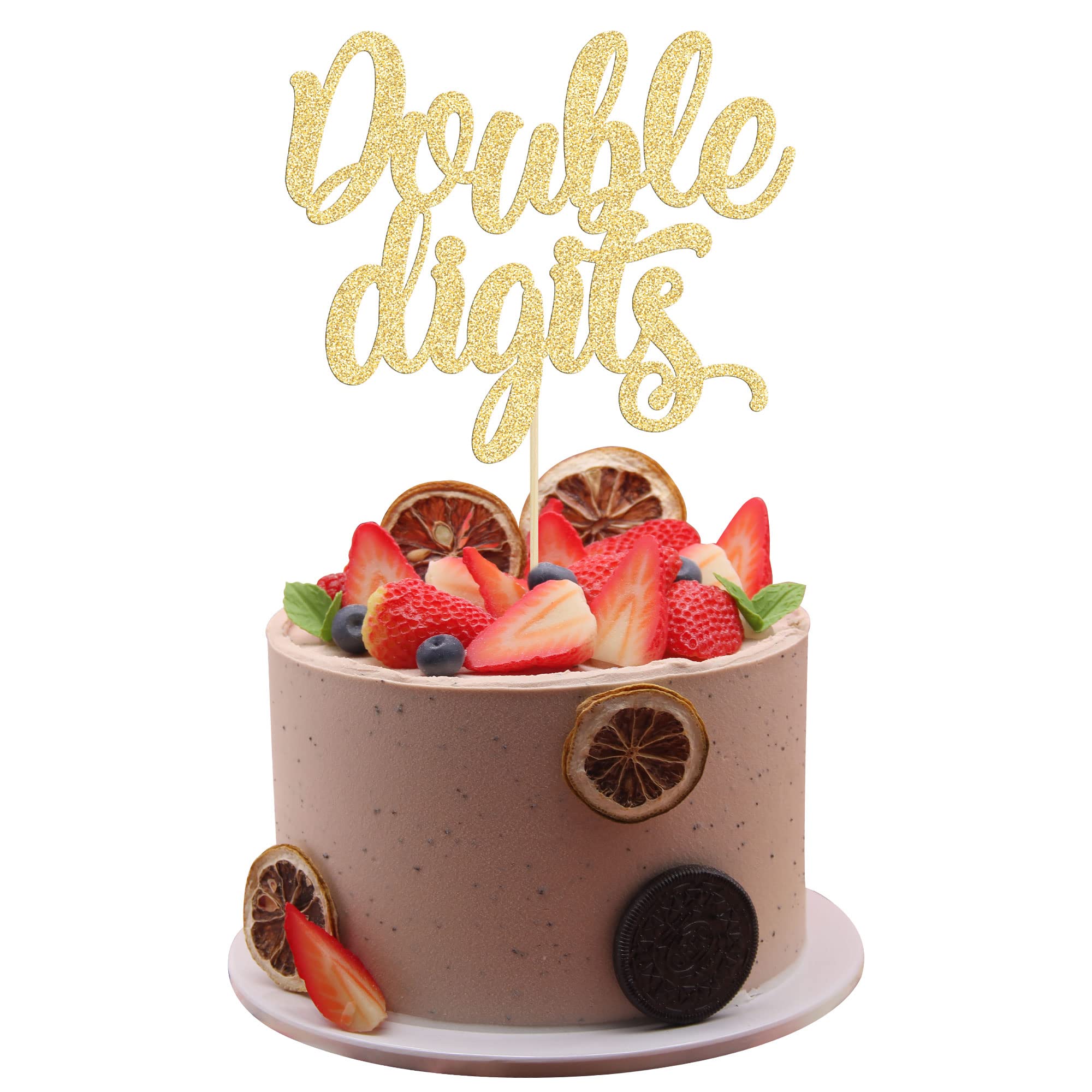 Gyufise 10th Birthday Cake Topper - Double Digit Gold Glitter '10' Cake Decoration for 10 Year Old Birthday Party Supplies | Perfect for 10th Anniversary Celebrations, Milestone Birthdays & Special Occasions