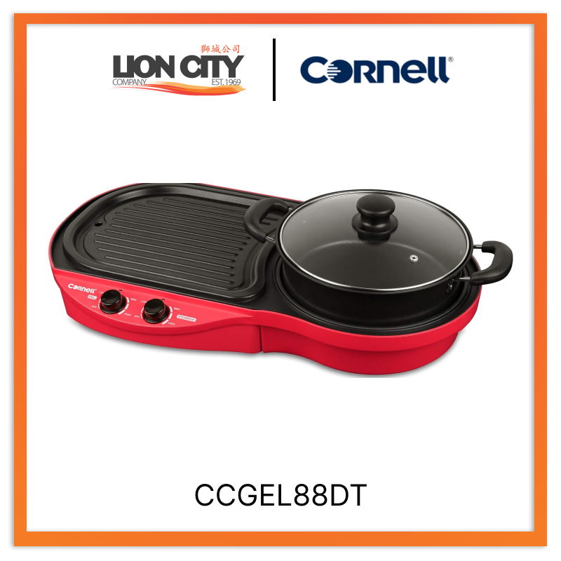 Cornell CCGEL88DT Electric Table Top Grill with Hotpot - Portable Indoor/Outdoor Cooking for Parties, Camping & Family Gatherings