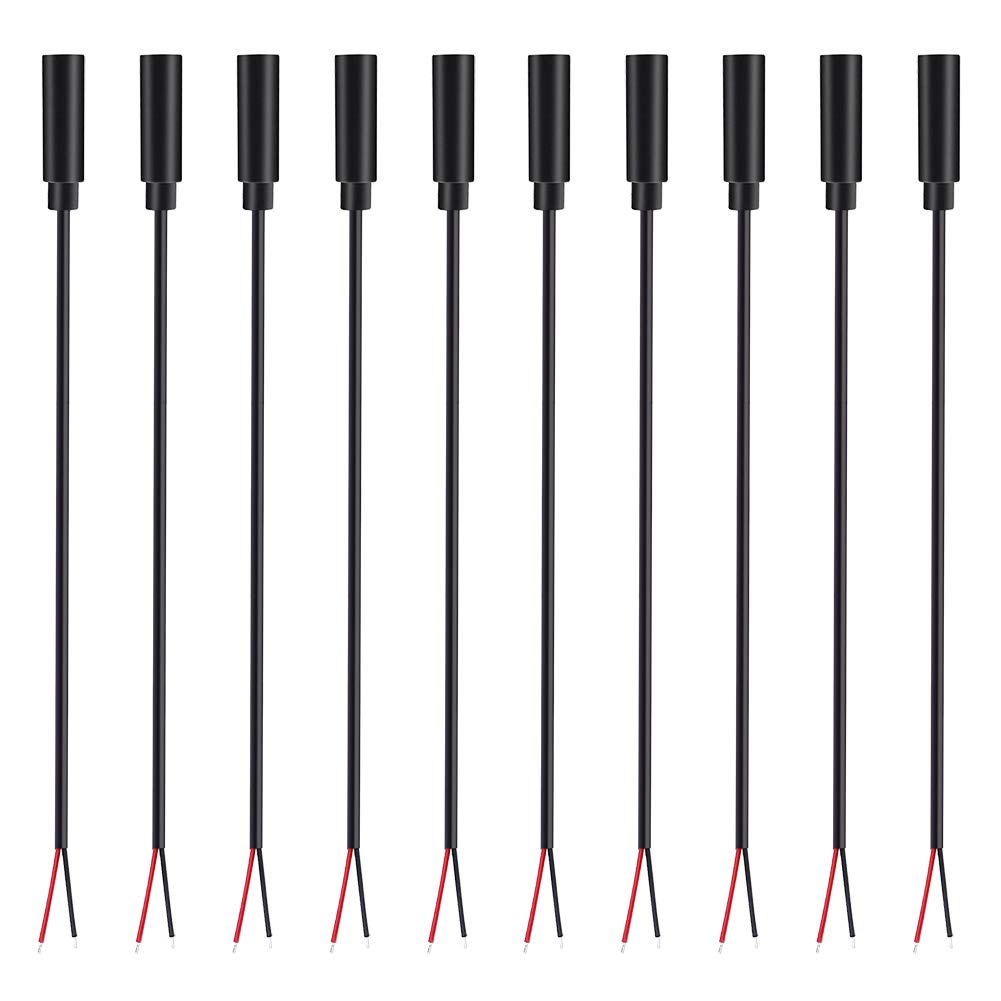 10 Pack 3.5mm Female Jack to Bare Wire Connector - TS 2 Pole Mono 1/8