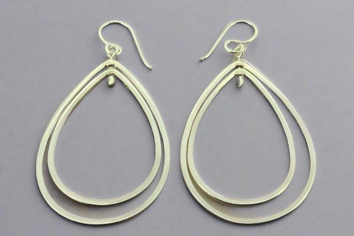 Sterling Silver Double Teardrop Earrings for Women - Elegant Dangle Drop Earrings for Party, Wedding & Everyday Wear
