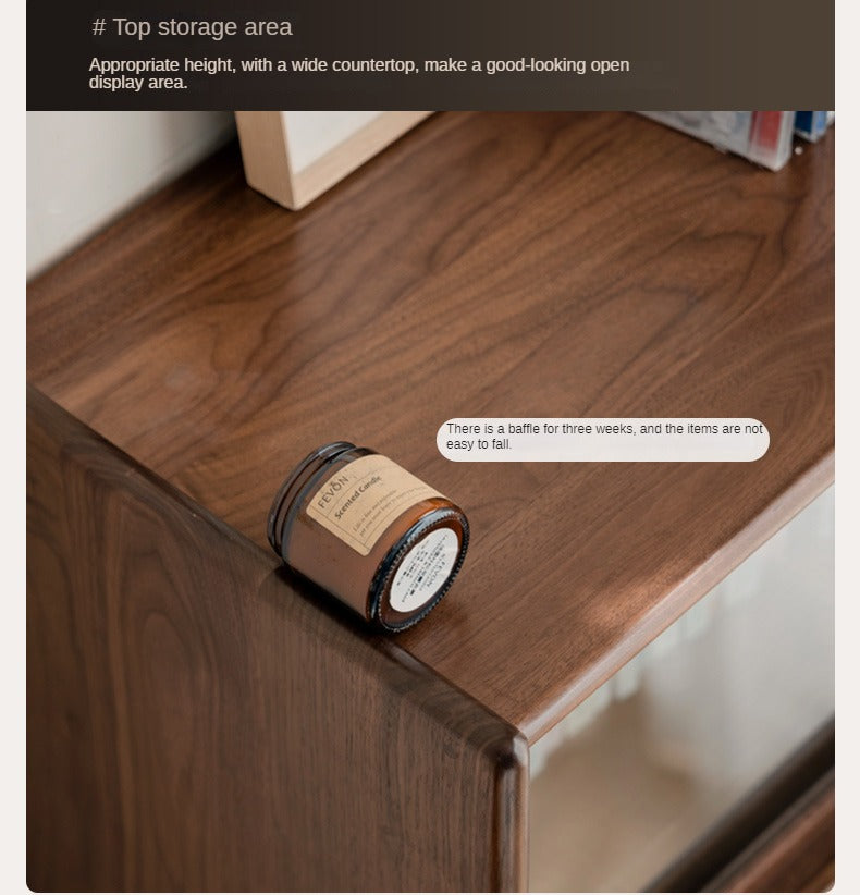 Solid Black Walnut Wood Side Cabinet with Flip Door - Perfect for Living Room, Bedroom & Home Office Storage
