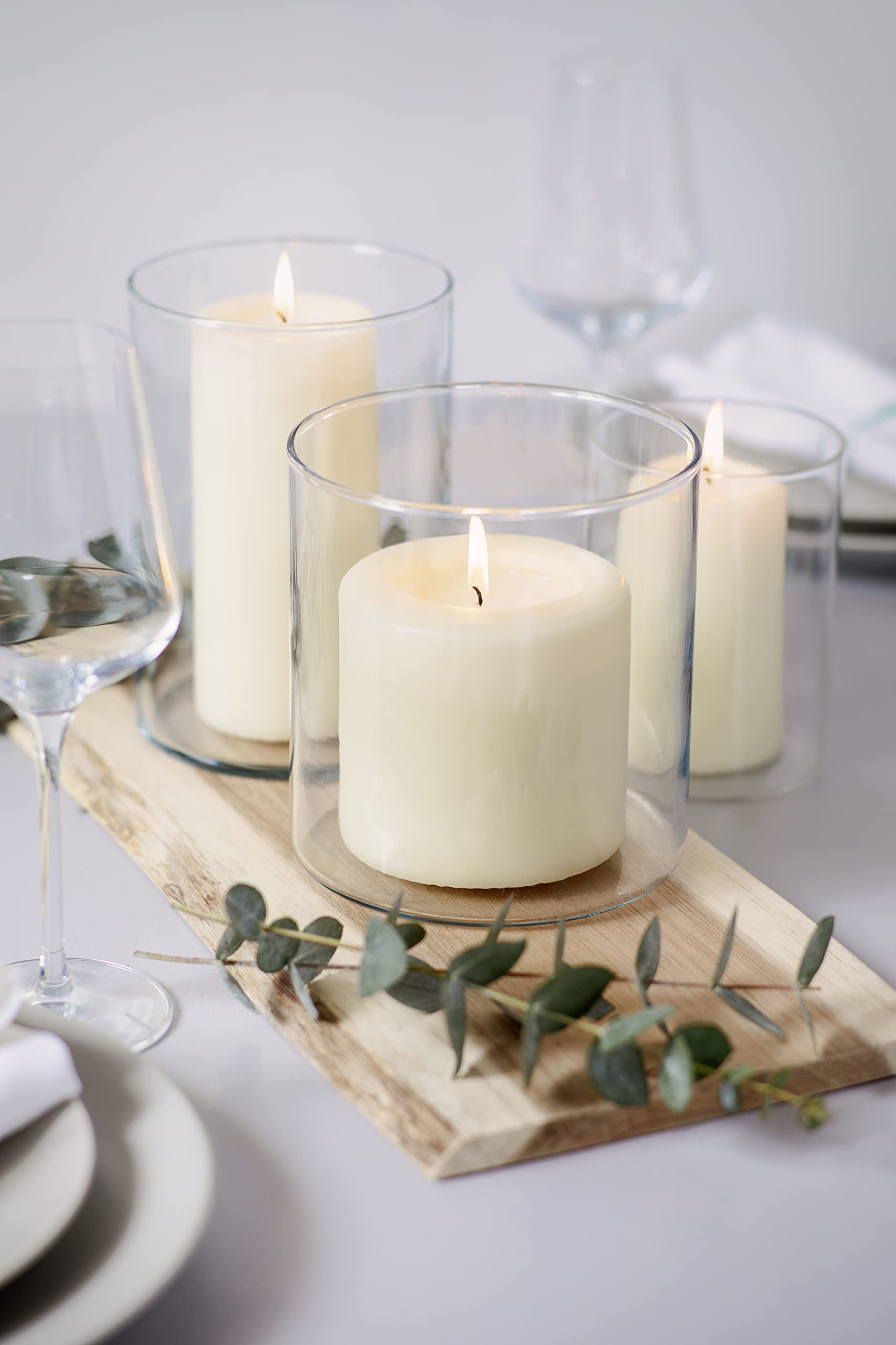 BOLSIUS Ivory Pillar Candles - Set of 4 (2.4 x 1.6 inches) - 60/40mm Premium Wax Candles for Home Decor, Wedding Centerpieces & Romantic Dinner Ambiance