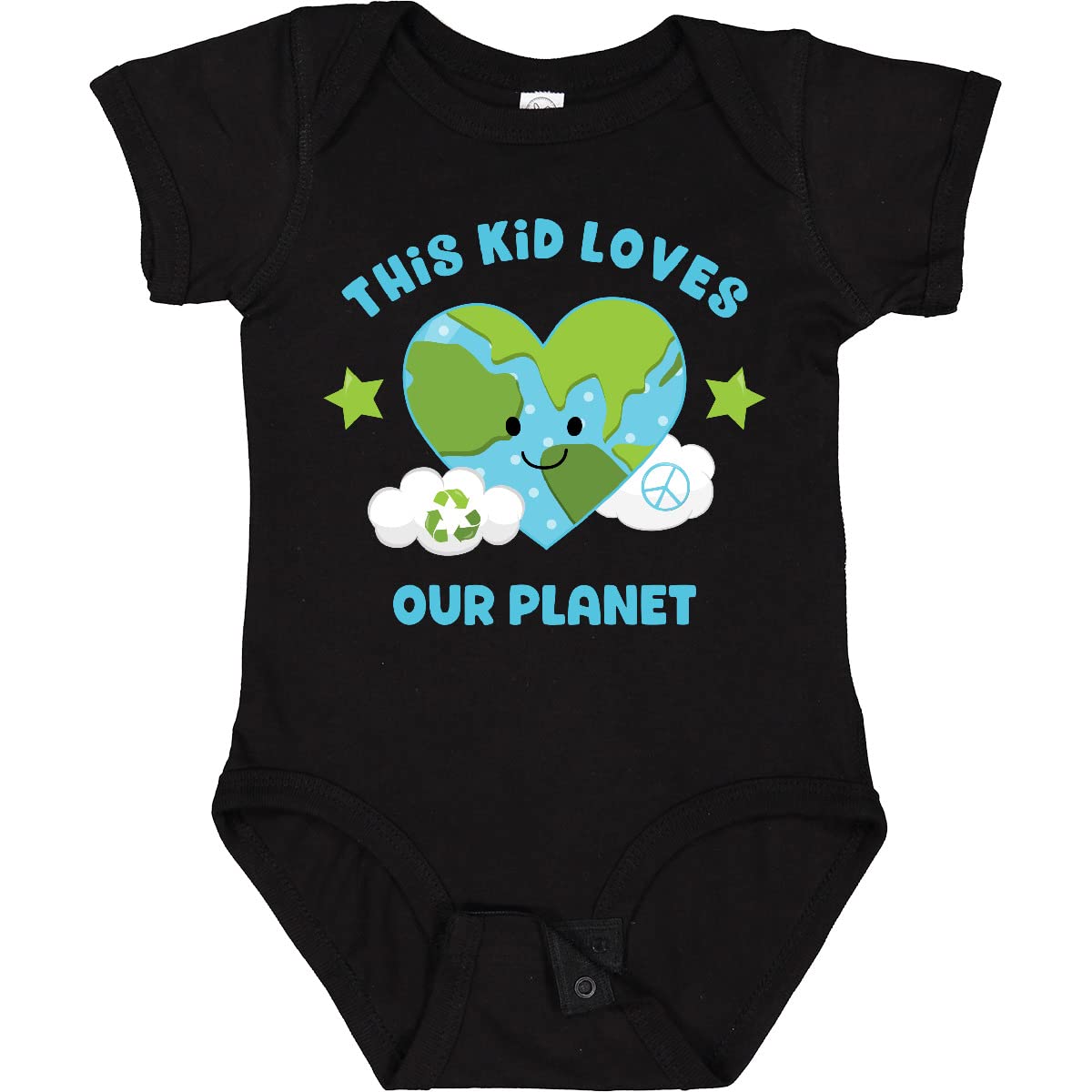 Inktastic This Kid Loves Earth Baby Bodysuit - Organic Cotton Infant Onesie for Eco-Friendly Parents | Perfect for Earth Day, Birthday Gifts & Everyday Wear