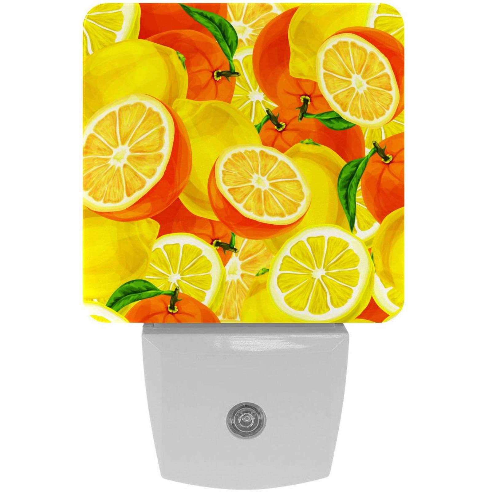 2 Pack Yellow Lemon LED Night Lights with Dusk to Dawn Sensor - Auto On/Off Wall Plug Nightlight for Kitchen, Bathroom, Bedroom, Nursery | Energy Saving & Safe Lighting for Kids, Elderly & Home Decor