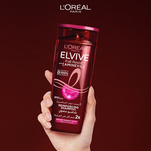L'Oréal Elvive Fall Resist Shampoo for Hair Loss Prevention - Strengthens & Repairs Weak Hair - Perfect for Daily Use & Thinning Hair Care