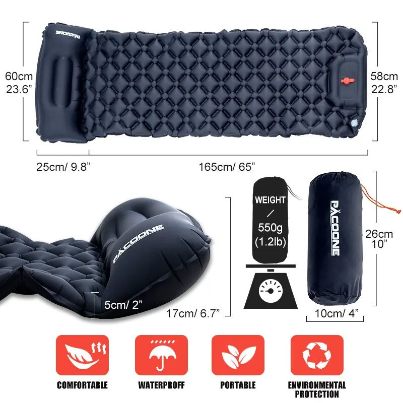 Ultralight Inflatable Camping Sleeping Pad - Portable Air Mattress for Backpacking, Hiking & Outdoor Adventures - Compact & Comfortable for Travel & Camping Trips