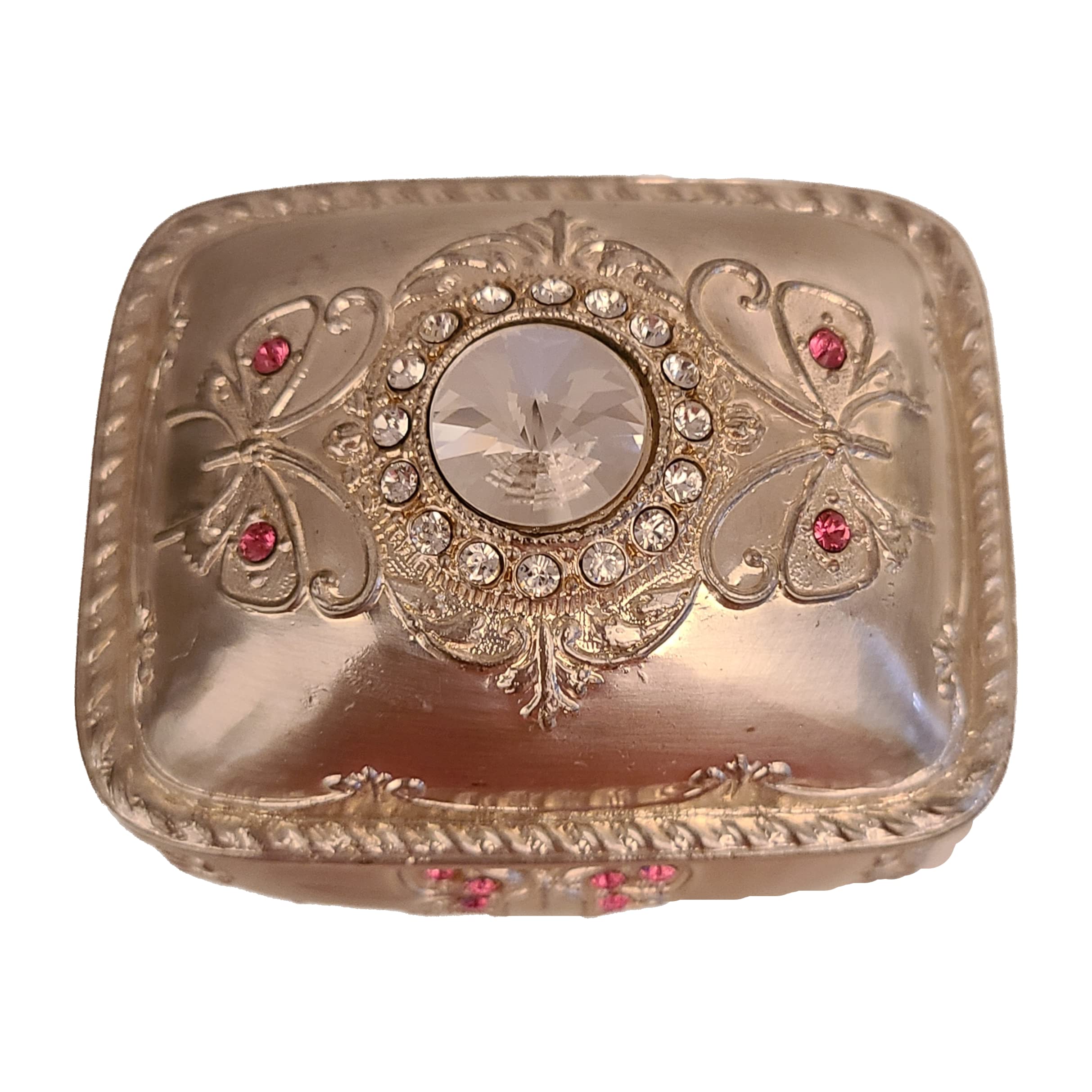 Elegant Silver & Pink Jeweled Music Box with Austrian Crystals - Phantom of the Opera Musical Jewelry Storage - Perfect for Gift Giving, Home Decor & Collectibles