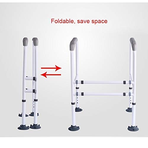 Foldable Adjustable Height Toilet Safety Grab Bar - Bathroom Handrail with Suction Cups for Elderly & Disabled - Non-Slip Support Railing for Toilet, Shower & Bathtub Safety - Ideal for Seniors, Post-Surgery & Mobility Assistance