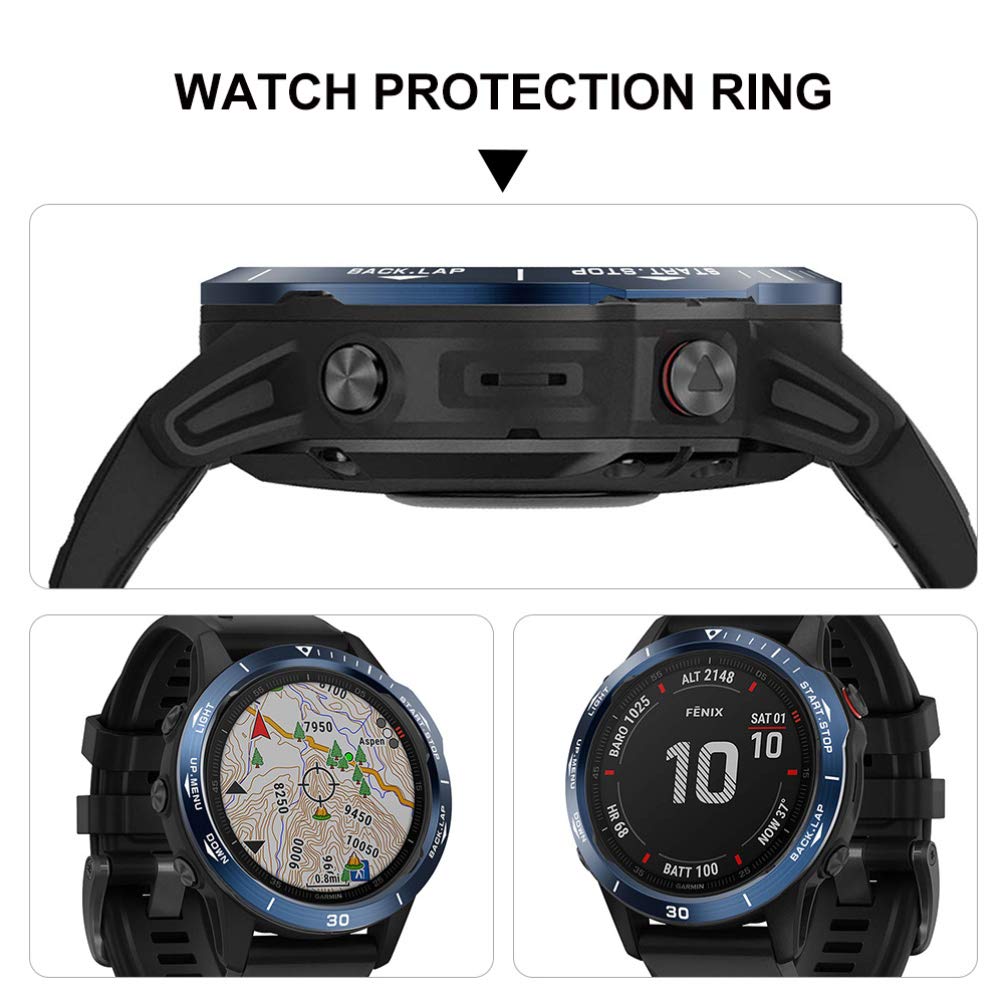 1PC Stainless Steel Watch Bezel Ring Replacement for Garmin Fenix 6X - Durable Scaled Dial Bezel Cover Case Accessory for Outdoor Sports, Hiking & Diving