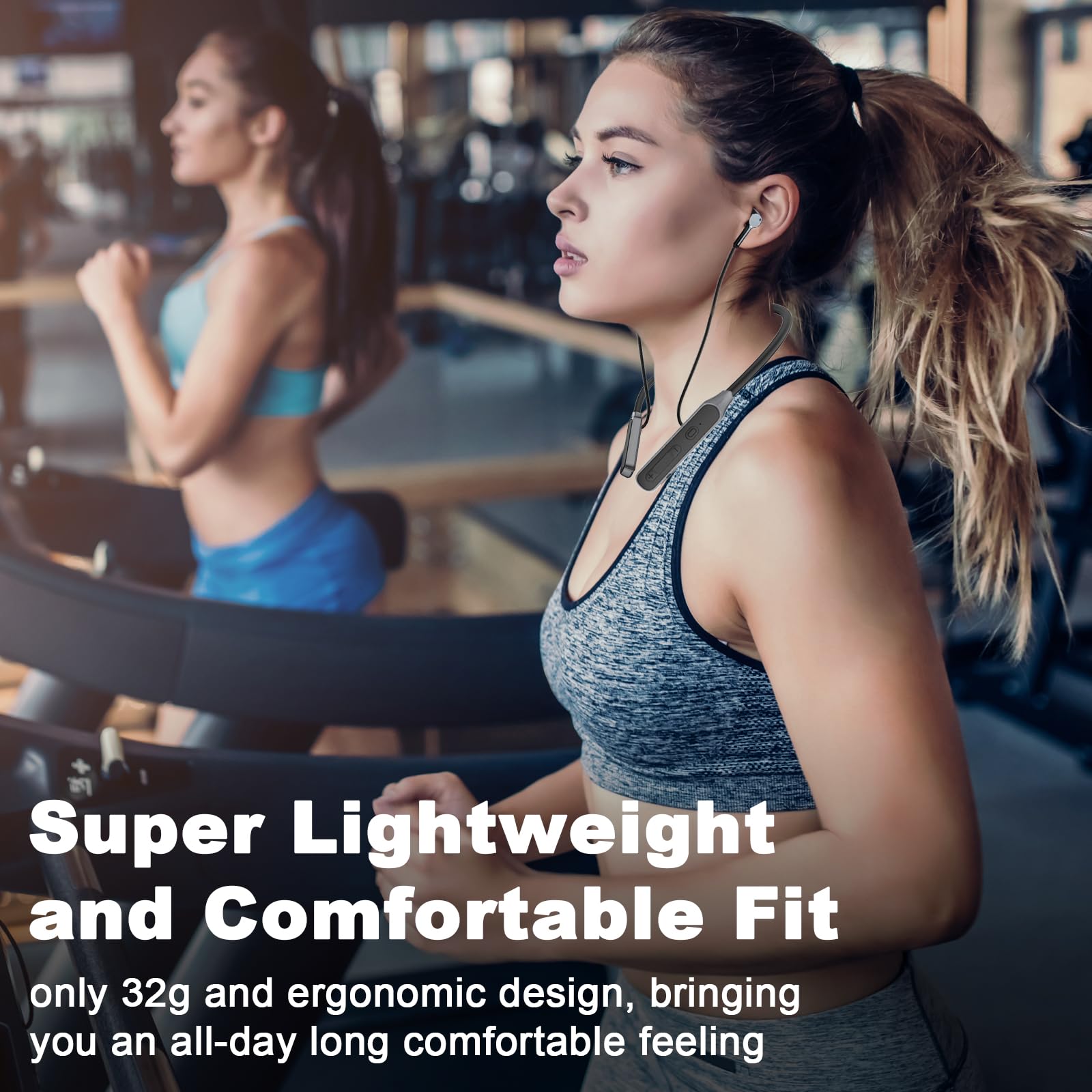 Hmusic Neckband Bluetooth Headphones - 30H Playtime Wireless Headphones, Semi In-Ear IPX5 Waterproof & Sweat Resistant, Noise Isolation Earphones for Work, Sports, Running, Gym & Gaming (Black) - Perfect for Commuting, Workouts & Outdoor Activities