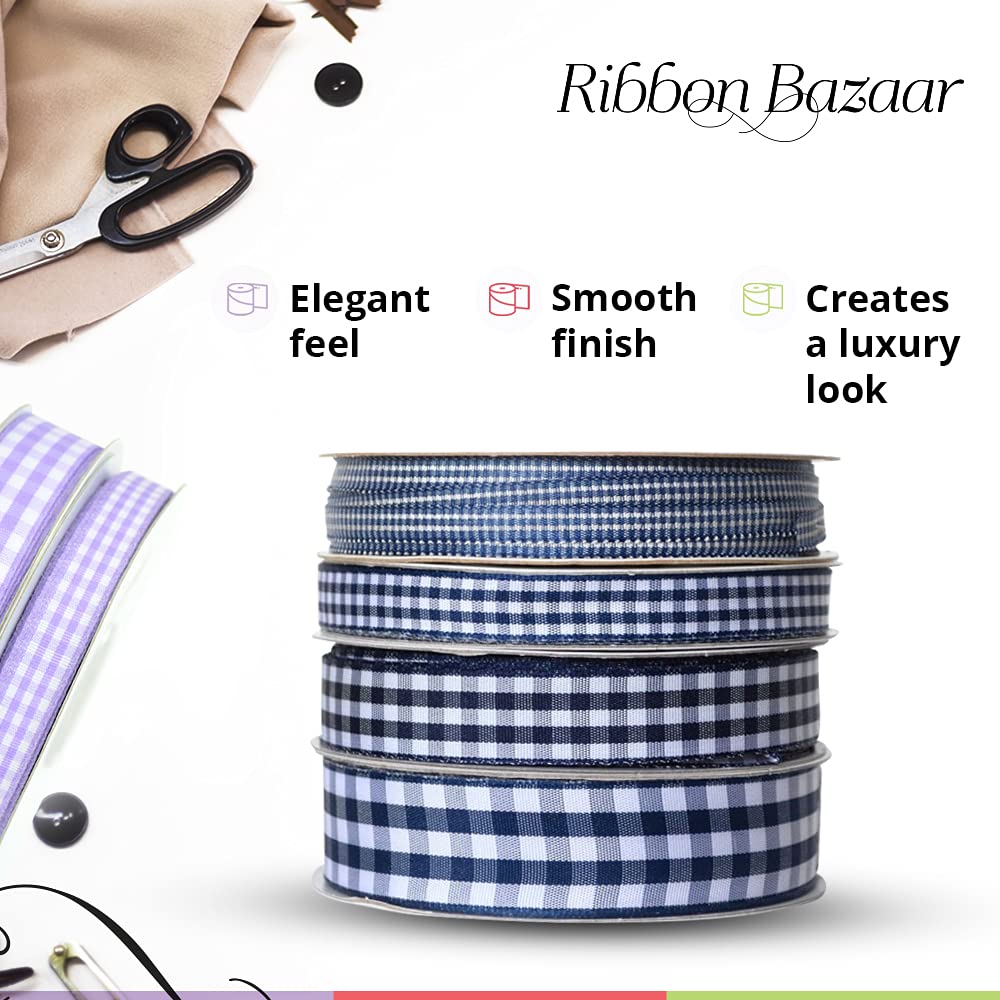 Ribbon Bazaar 1-1/2 Inch Red Taffeta Gingham Check Ribbon - 25 Yard Polyester Craft Ribbon for Gift Wrapping, DIY Crafts, and Party Decorations