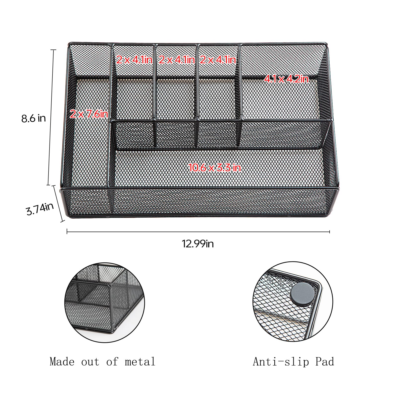 Metal Silverware Caddy & Paper Plate Organizer for Countertop - Plate, Cup, Fork, Spoon, Napkin Holder - Perfect for Party, Camping, Picnic, Kitchen & Dining Organization (Black)
