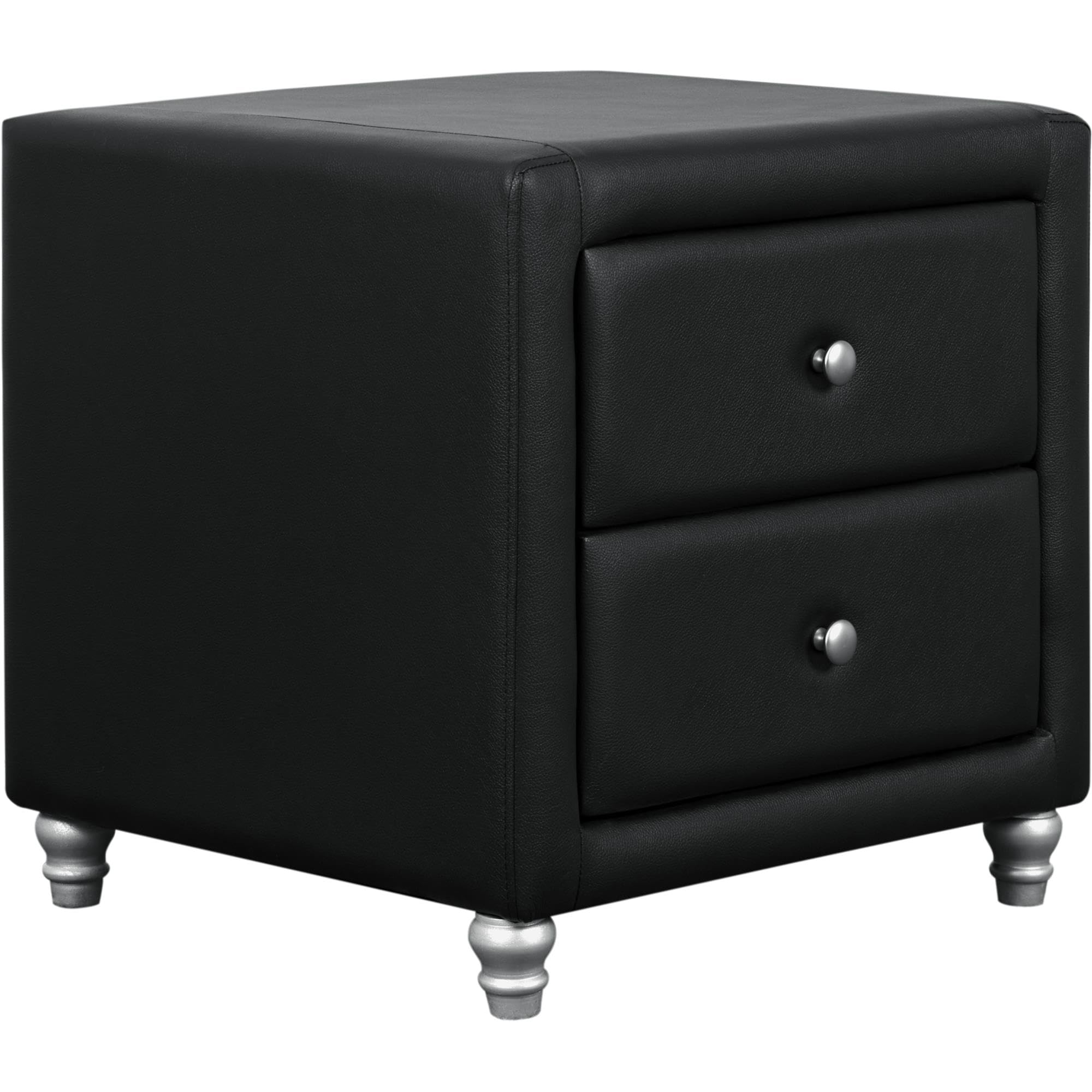 Camden Isle Upholstered 2-Drawer Nightstand - Black Wooden Bedside Table with Soft Fabric Finish | Perfect for Bedroom, Guest Room & Apartment Decor