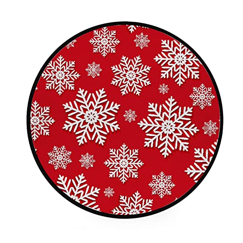 Abstract Christmas White Snowflakes Red