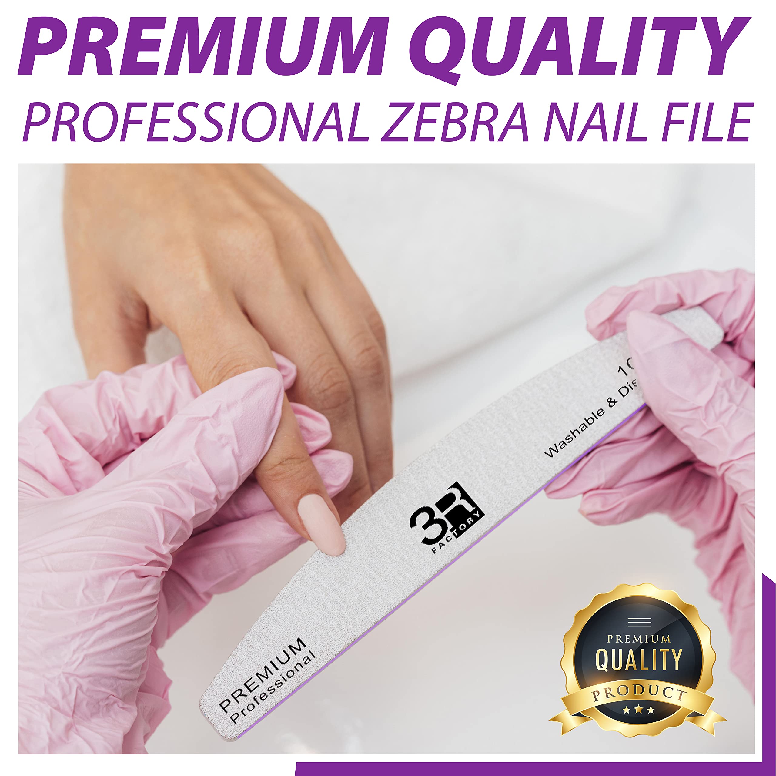 Professional 100/180 Grit Acrylic Nail File Kit - 10 Pack Washable Emery Boards & Nail Tools for Manicure, Pedicure & Nail Art | Perfect for Salon, Home Use & DIY Nail Care